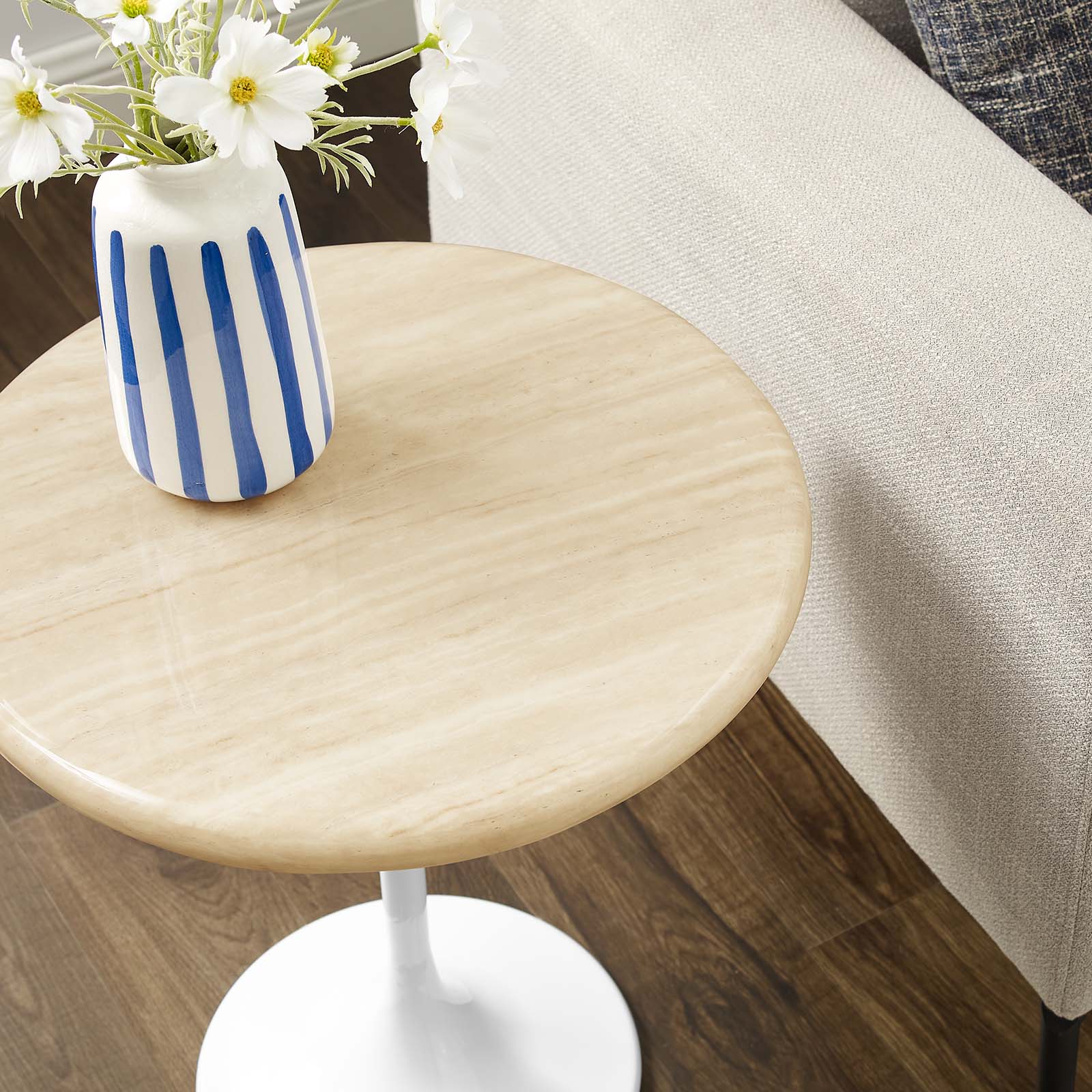 Lippa 20" Round Artificial Travertine  Side Table By Modway - EEI-6745 - Image 8