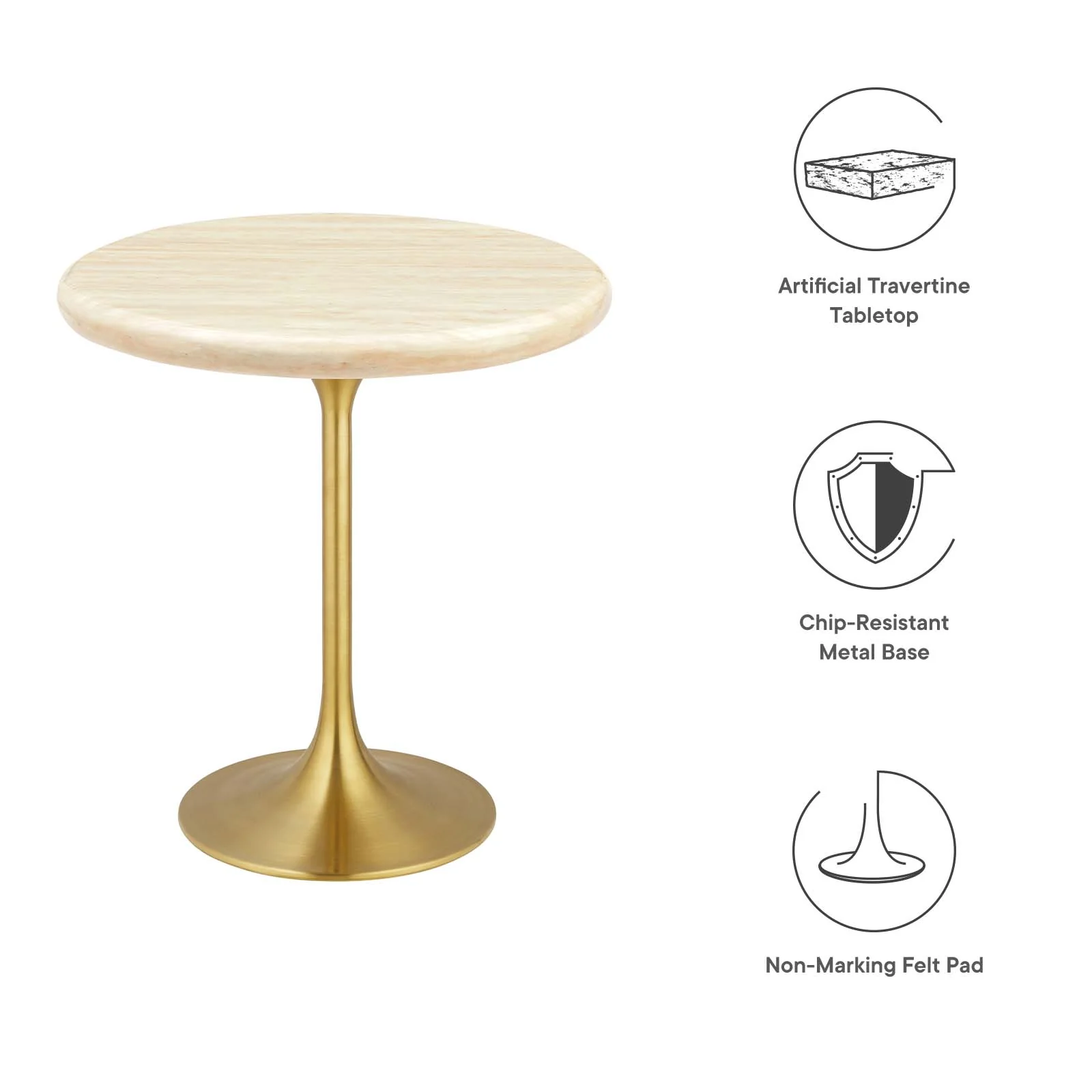 Lippa 20" Round Artificial Travertine  Side Table By Modway - EEI-6746 - Image 5