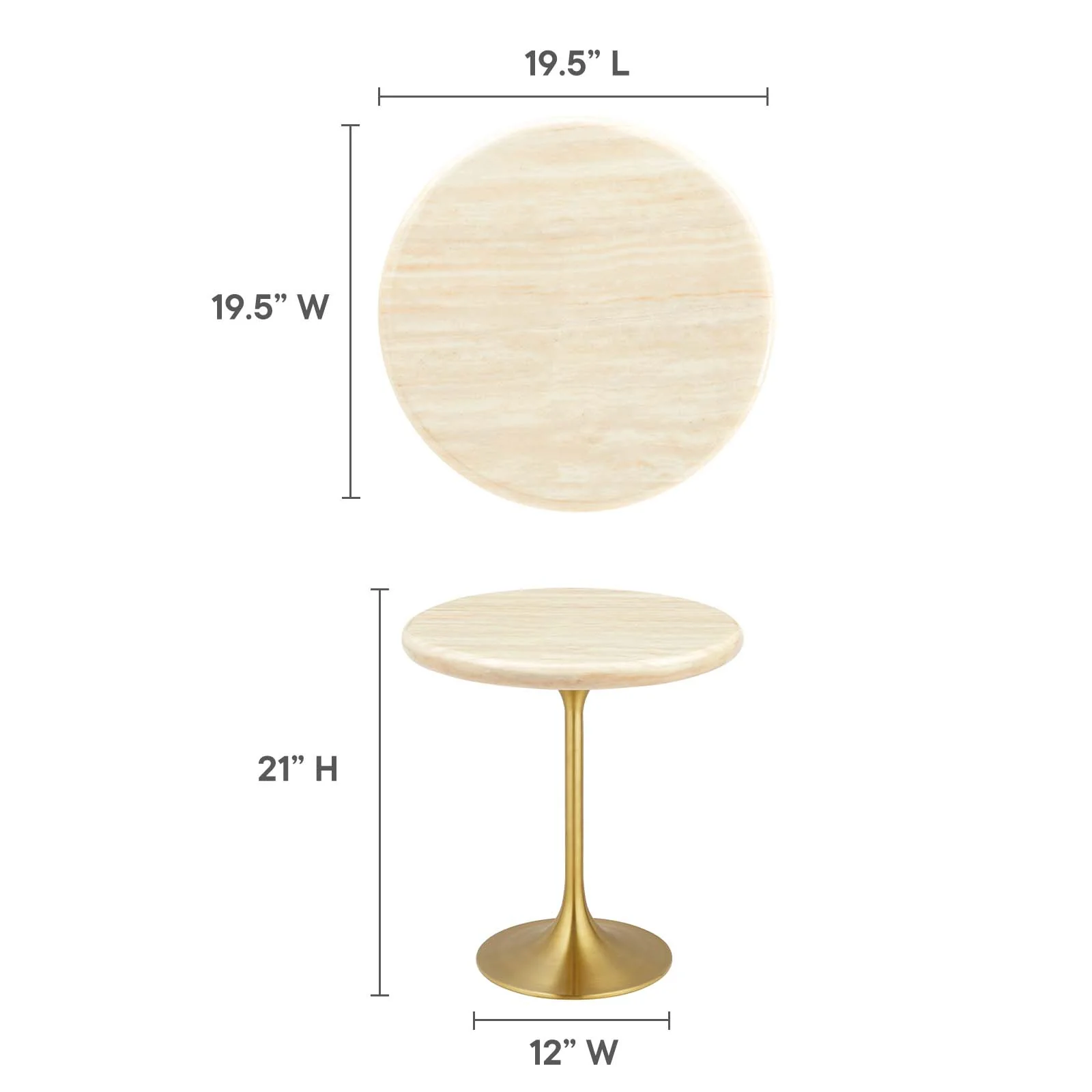 Lippa 20" Round Artificial Travertine  Side Table By Modway - EEI-6746 - Image 6