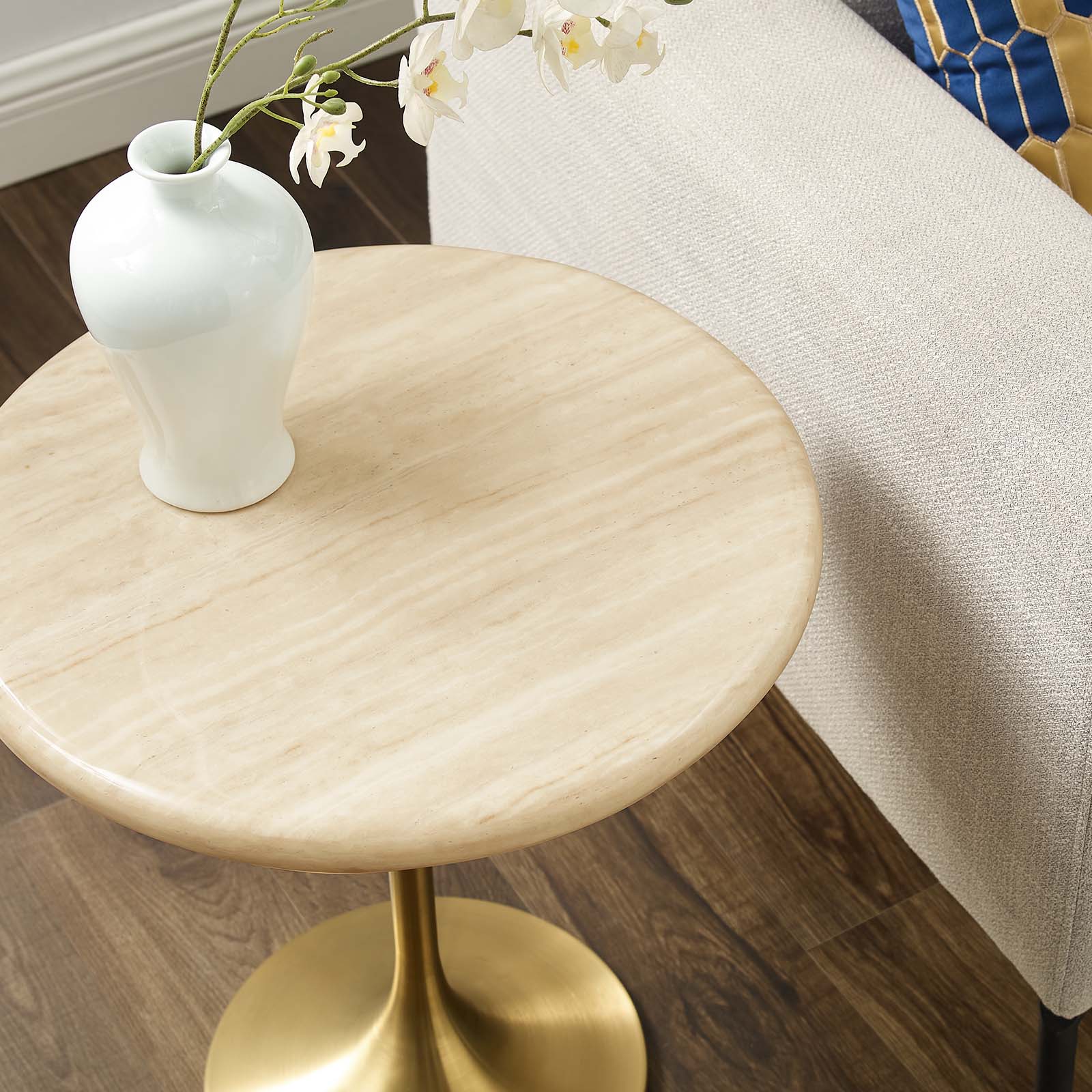 Lippa 20" Round Artificial Travertine  Side Table By Modway - EEI-6746 - Image 8