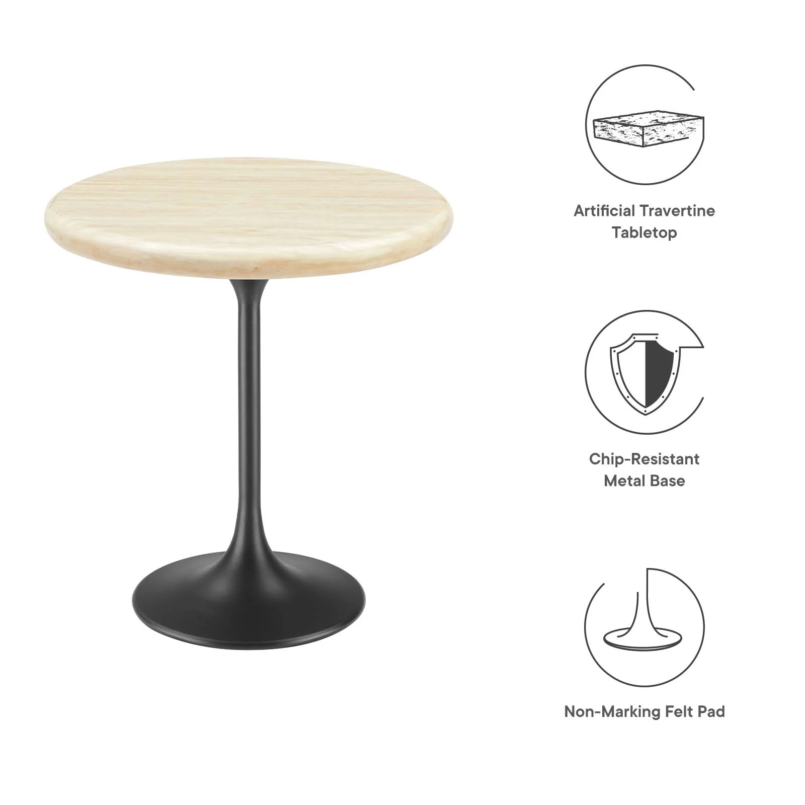 Lippa 20" Round Artificial Travertine  Side Table By Modway - EEI-6747 - Image 5