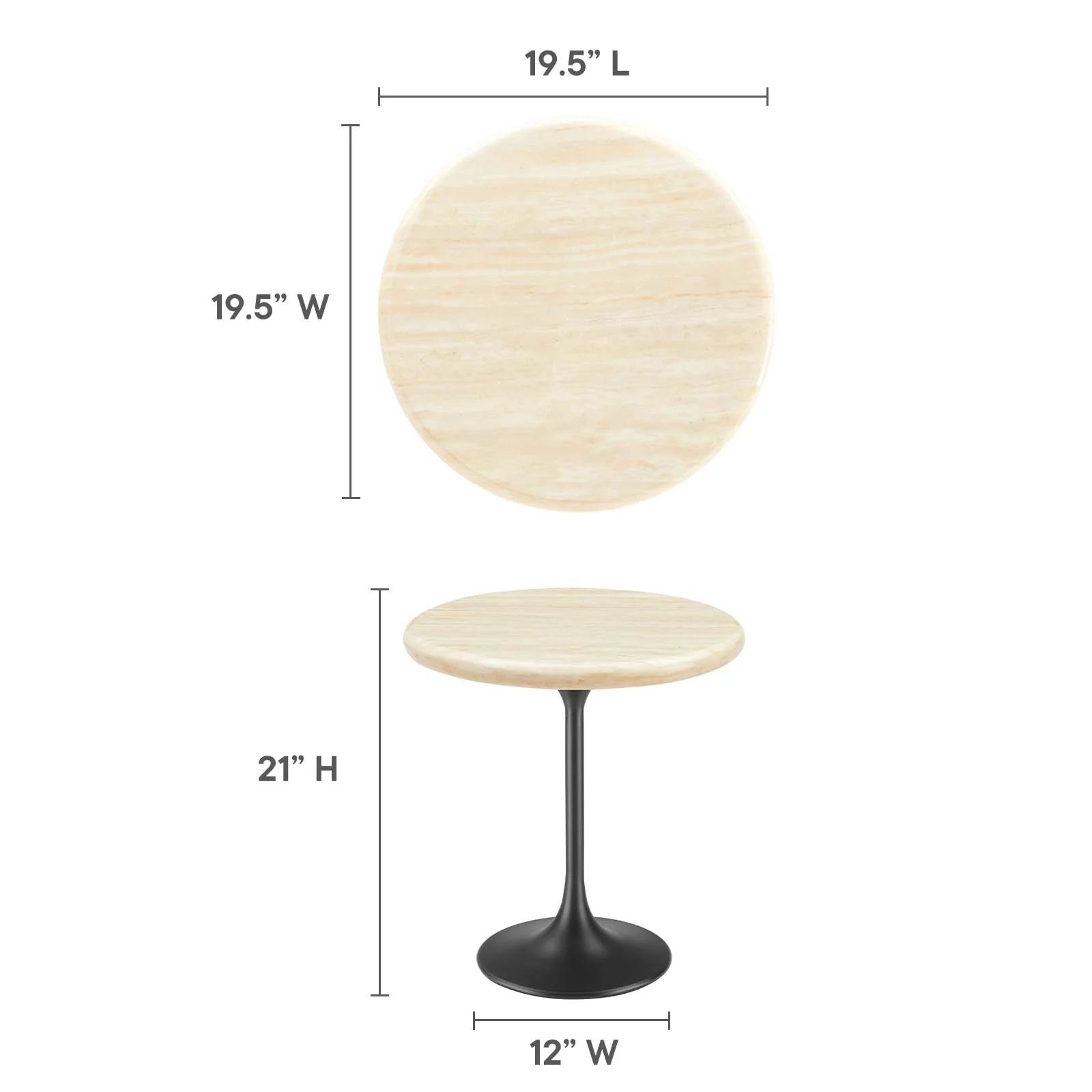 Lippa 20" Round Artificial Travertine  Side Table By Modway - EEI-6747 - Image 6