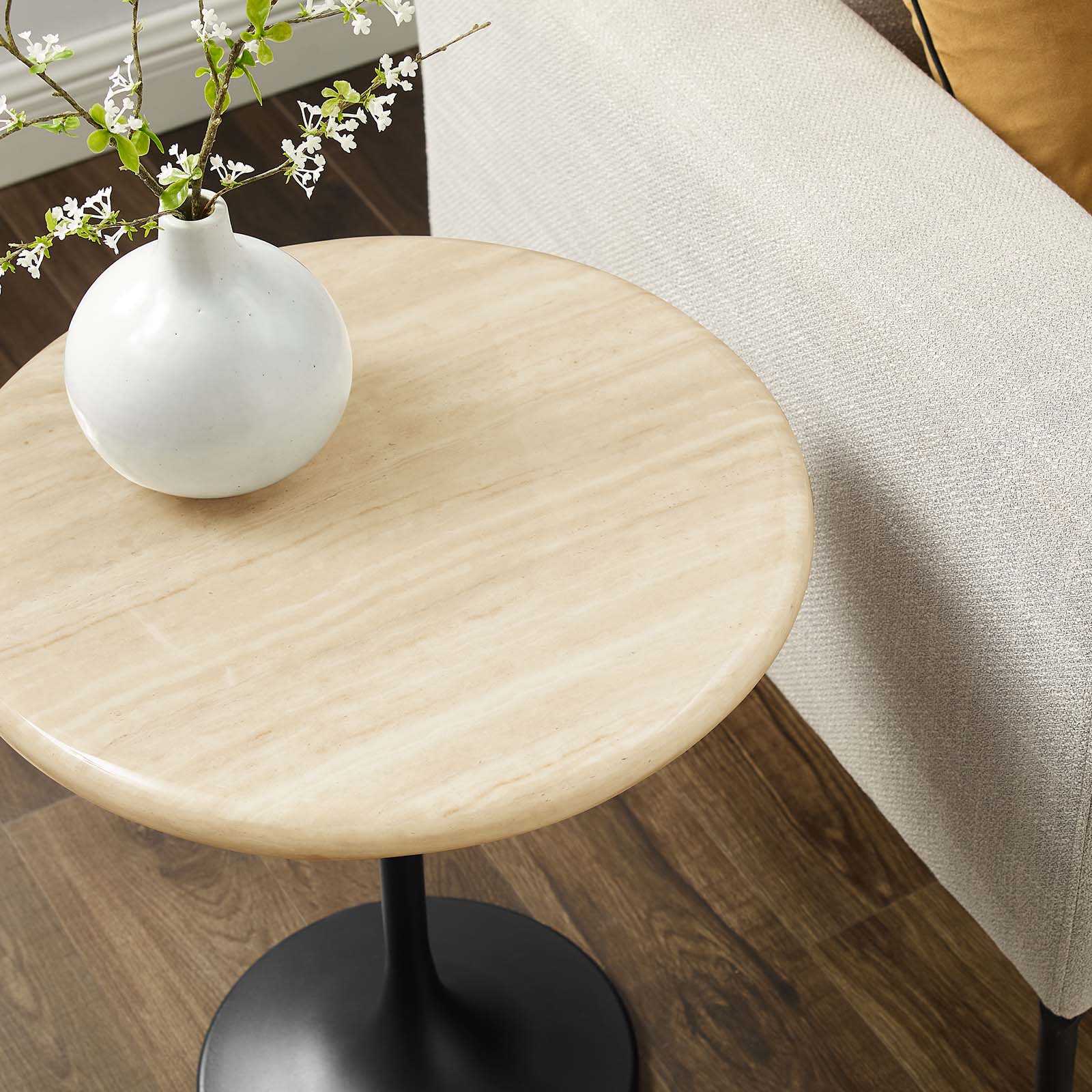 Lippa 20" Round Artificial Travertine  Side Table By Modway - EEI-6747 - Image 8