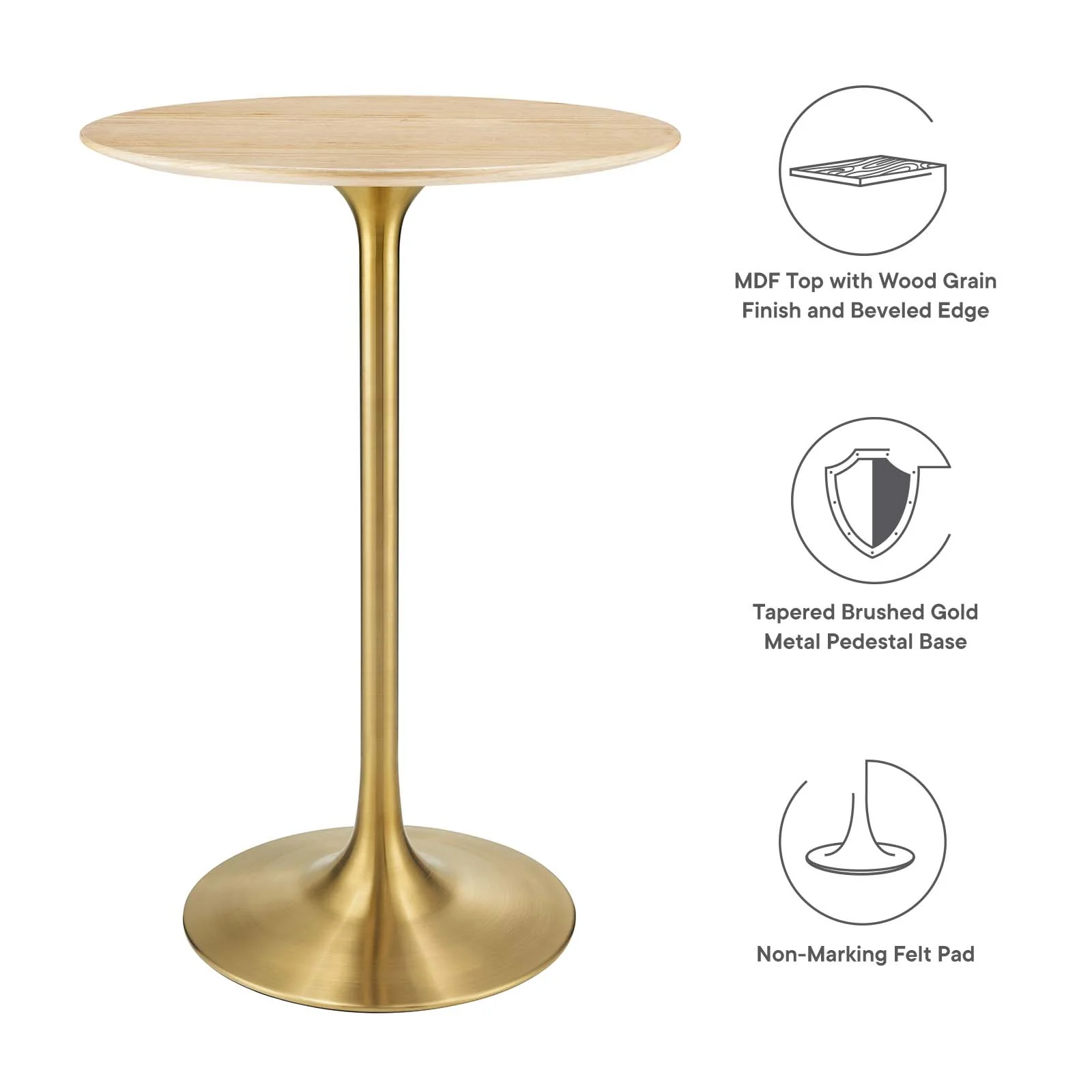 Lippa 28" Round Natural Wood Grain Bar Table By Modway - EEI-5530 - Image 5