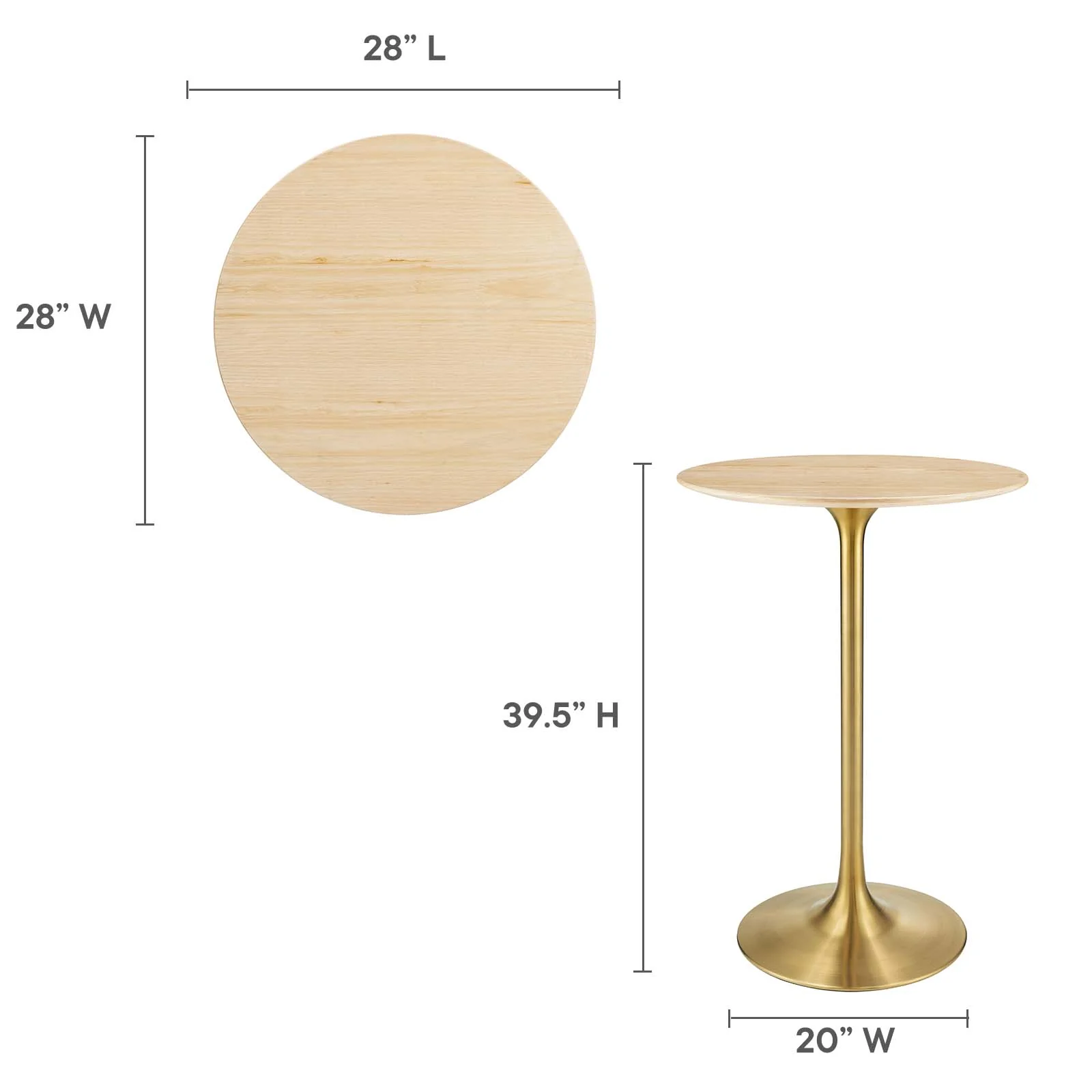 Lippa 28" Round Natural Wood Grain Bar Table By Modway - EEI-5530 - Image 6