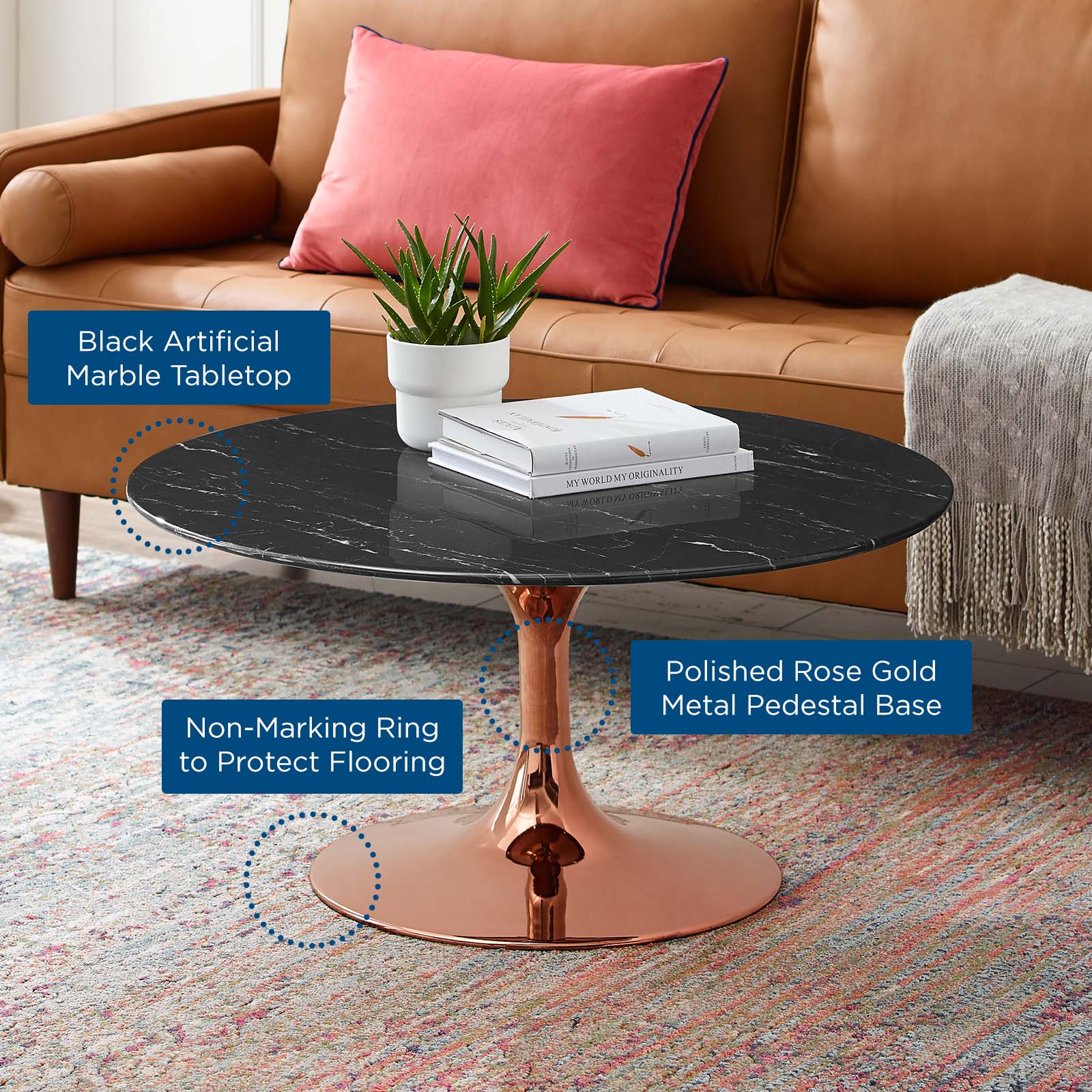 Lippa 36" Artificial Marble Coffee Table By Modway - EEI-5281 - Image 5