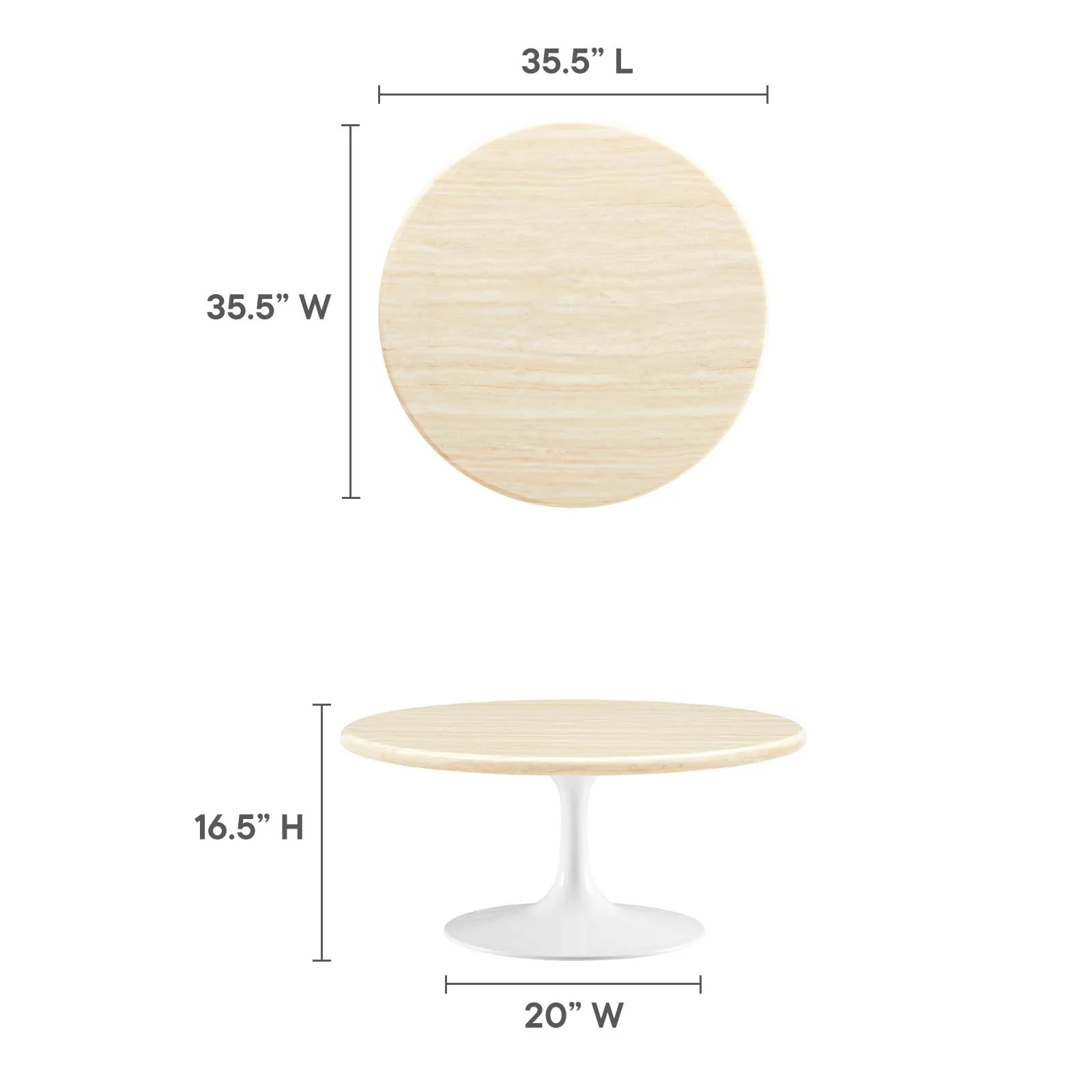 Lippa 36” Round Artificial Travertine  Coffee Table By Modway - EEI-6749 - Image 6