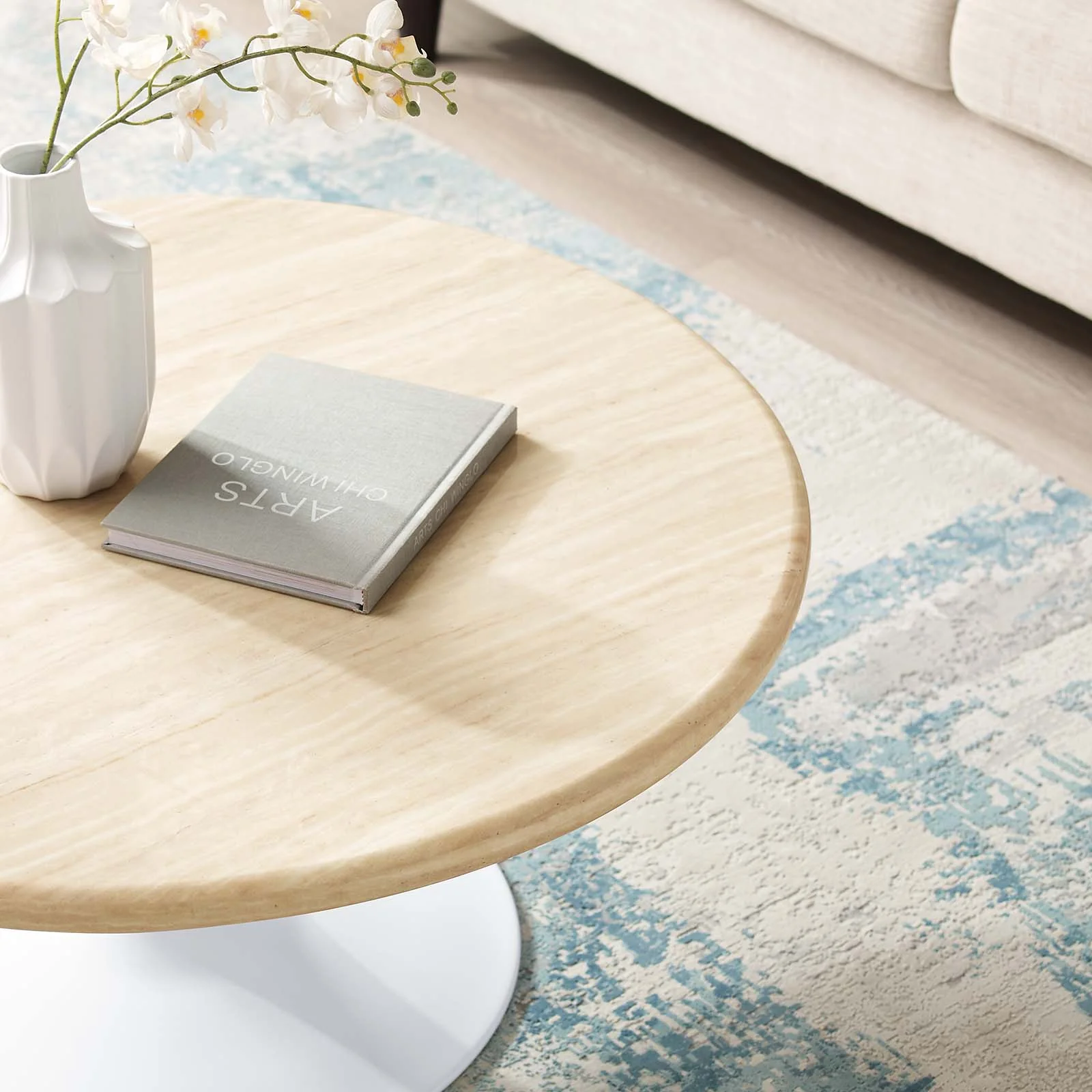 Lippa 36” Round Artificial Travertine  Coffee Table By Modway - EEI-6749 - Image 8