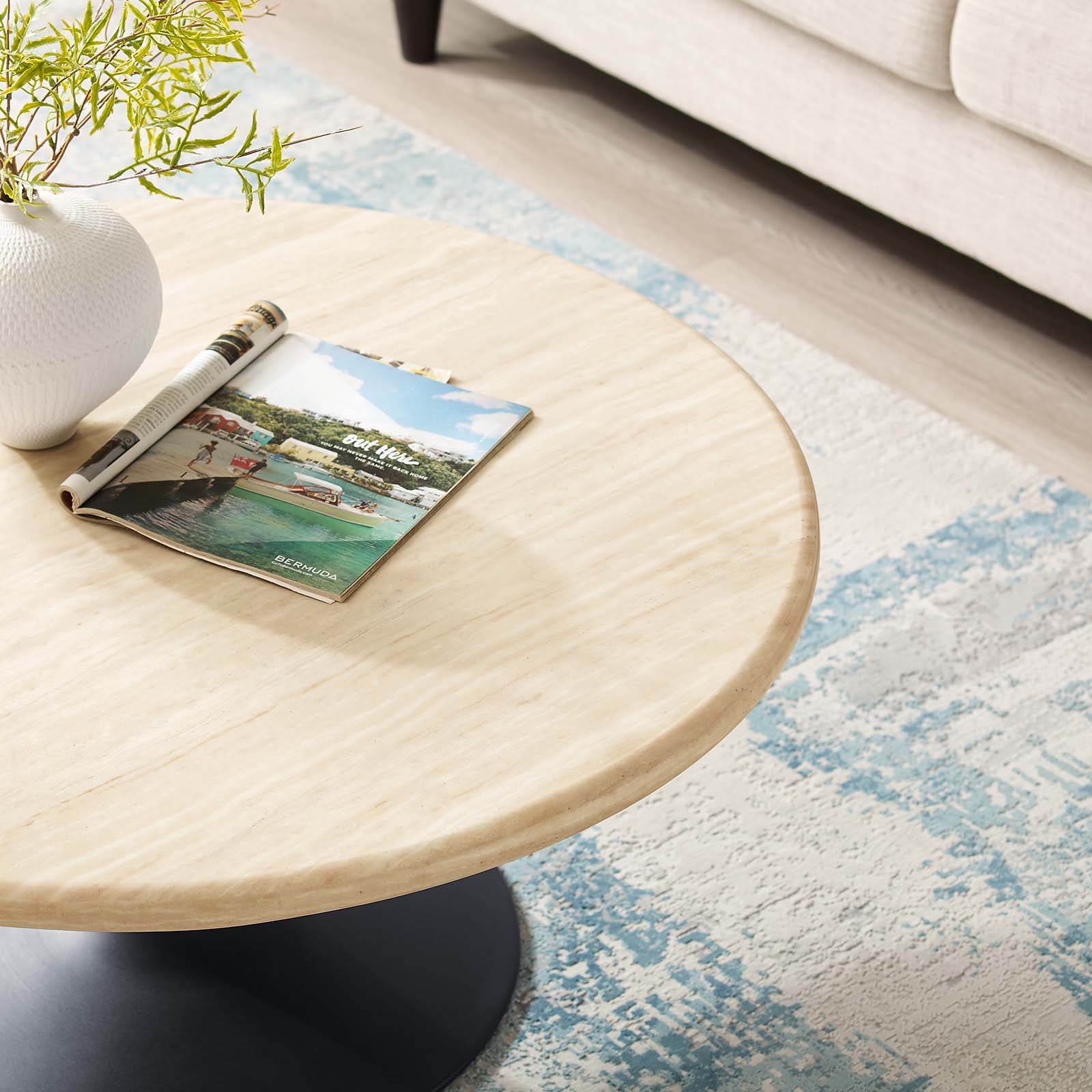 Lippa 36” Round Artificial Travertine  Coffee Table By Modway - EEI-6751 - Image 8