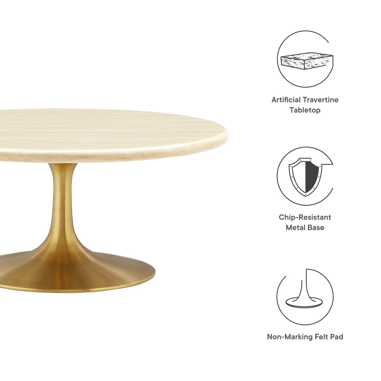 Lippa 36” Round Artificial Travertine  Coffee Table By Modway - EEI-6753 - Image 5