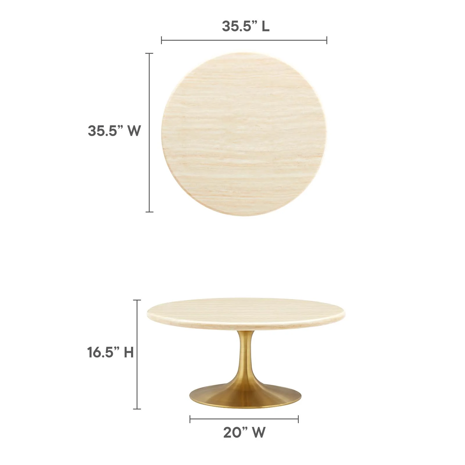 Lippa 36” Round Artificial Travertine  Coffee Table By Modway - EEI-6753 - Image 6