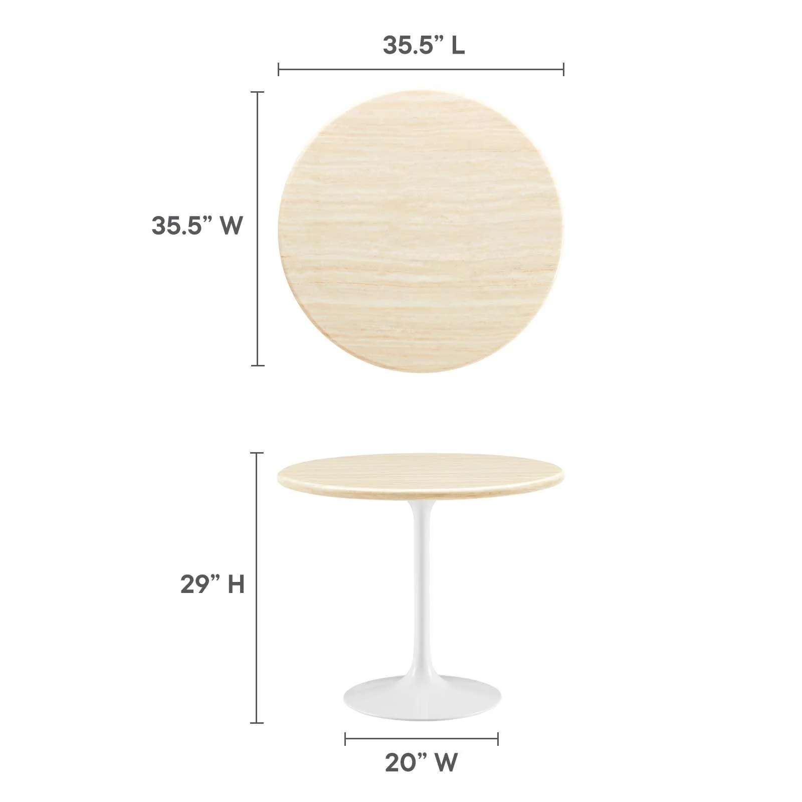 Lippa 36” Round Artificial Travertine  Dining Table By Modway - EEI-6748 - Image 6