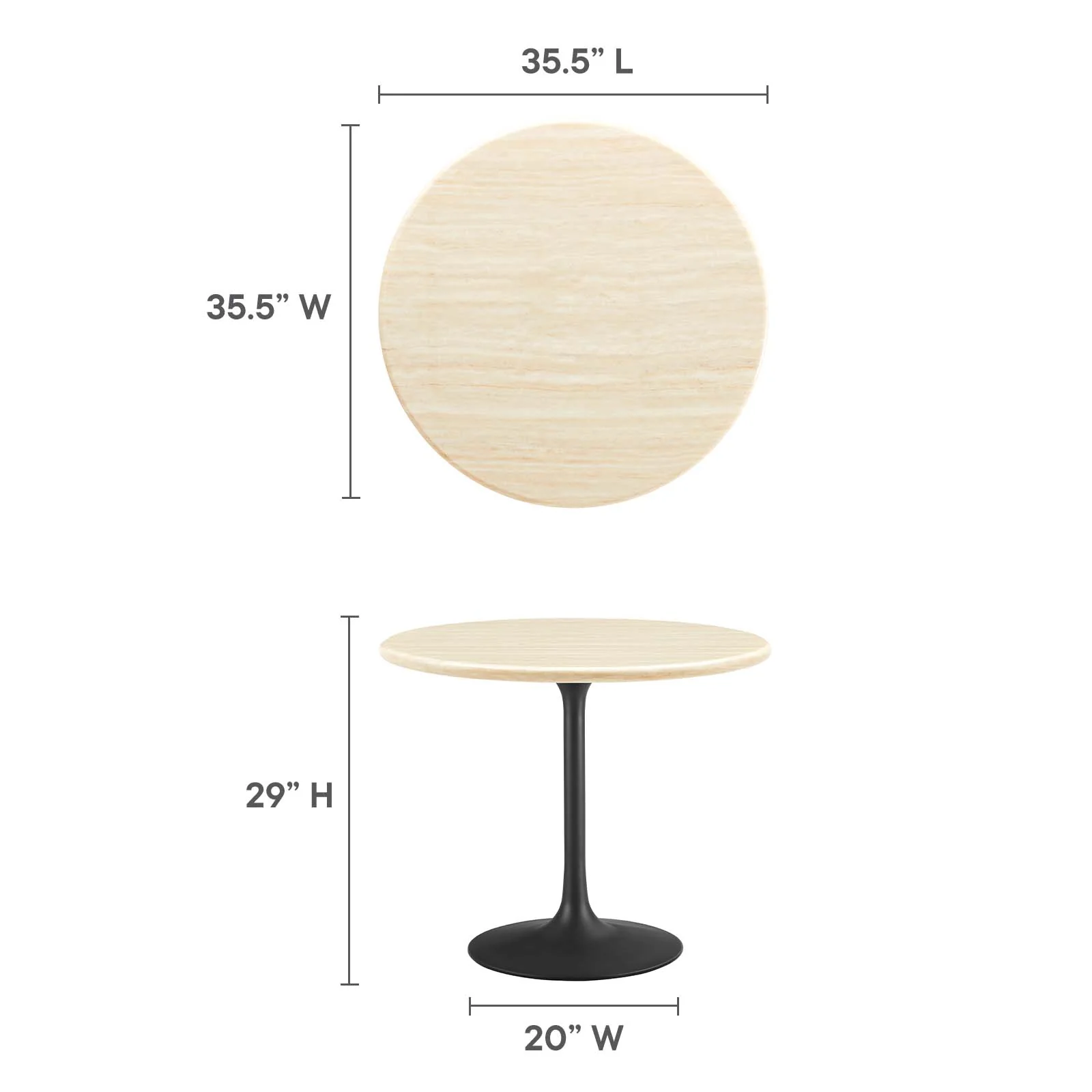 Lippa 36” Round Artificial Travertine  Dining Table By Modway - EEI-6750 - Image 6
