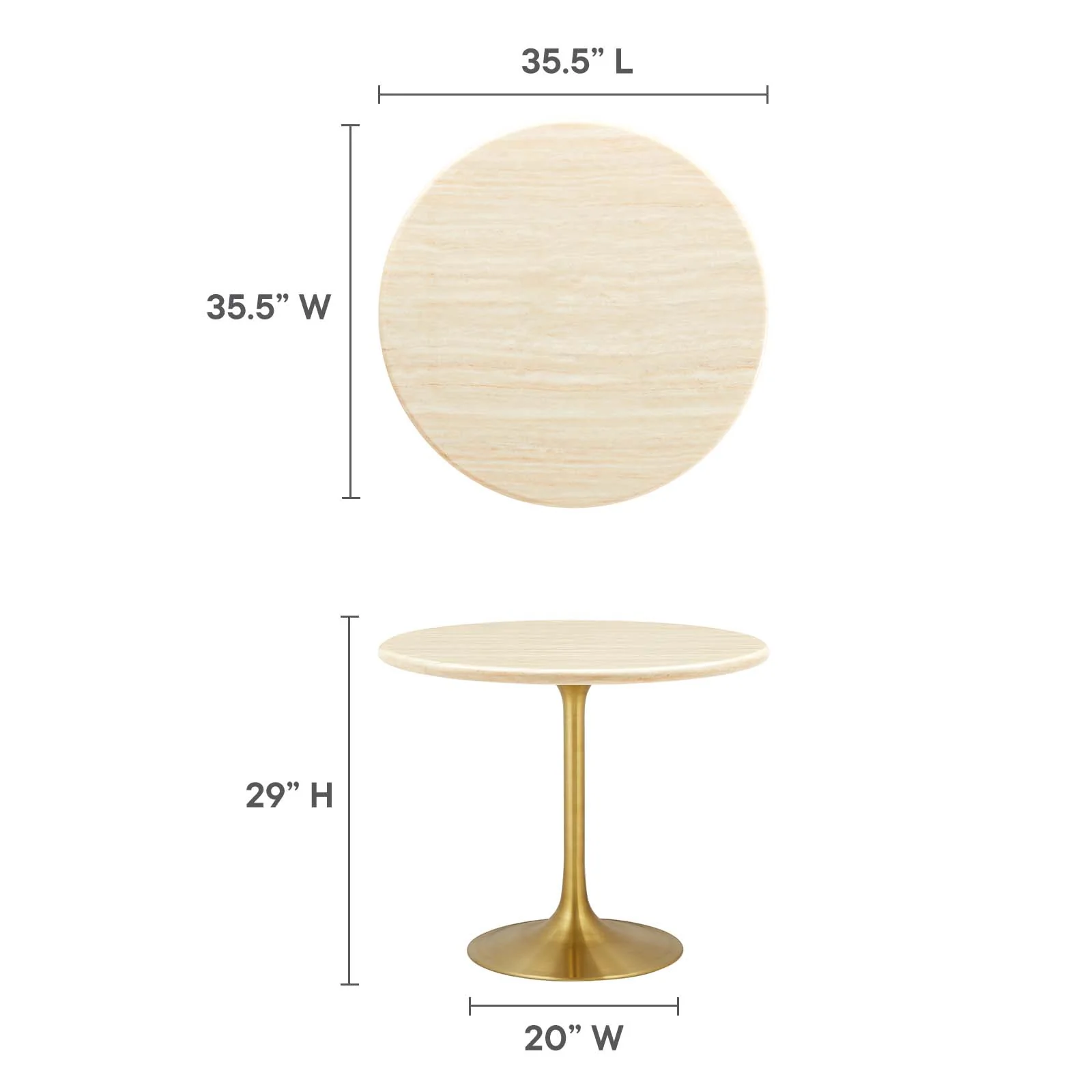 Lippa 36” Round Artificial Travertine  Dining Table By Modway - EEI-6752 - Image 6