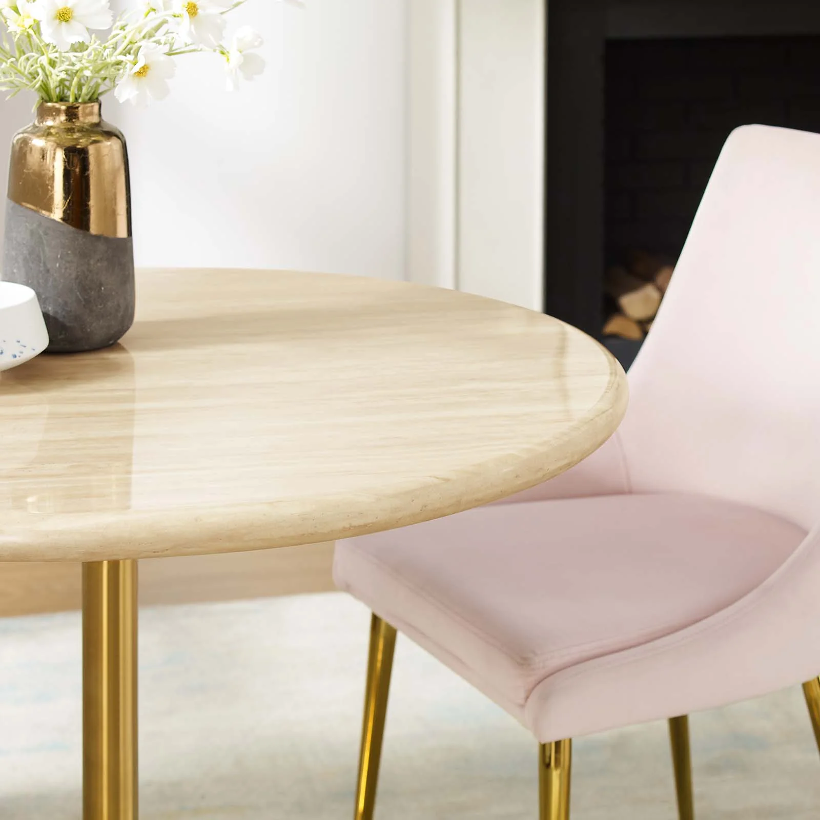 Lippa 36” Round Artificial Travertine  Dining Table By Modway - EEI-6752 - Image 8