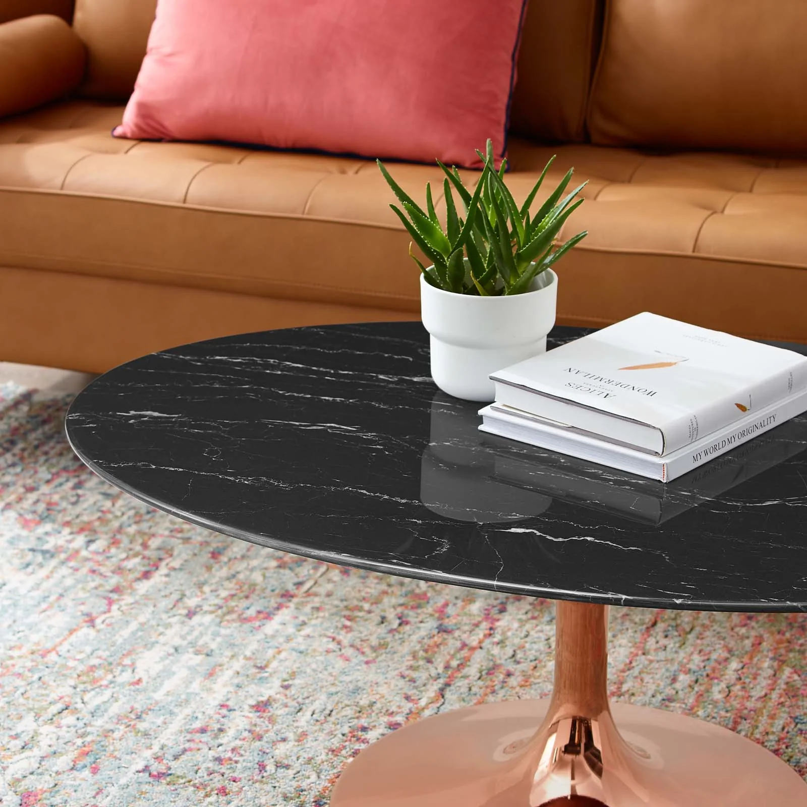 Lippa 42" Oval Artificial Marble Coffee Table By Modway - EEI-5282 - Image 6