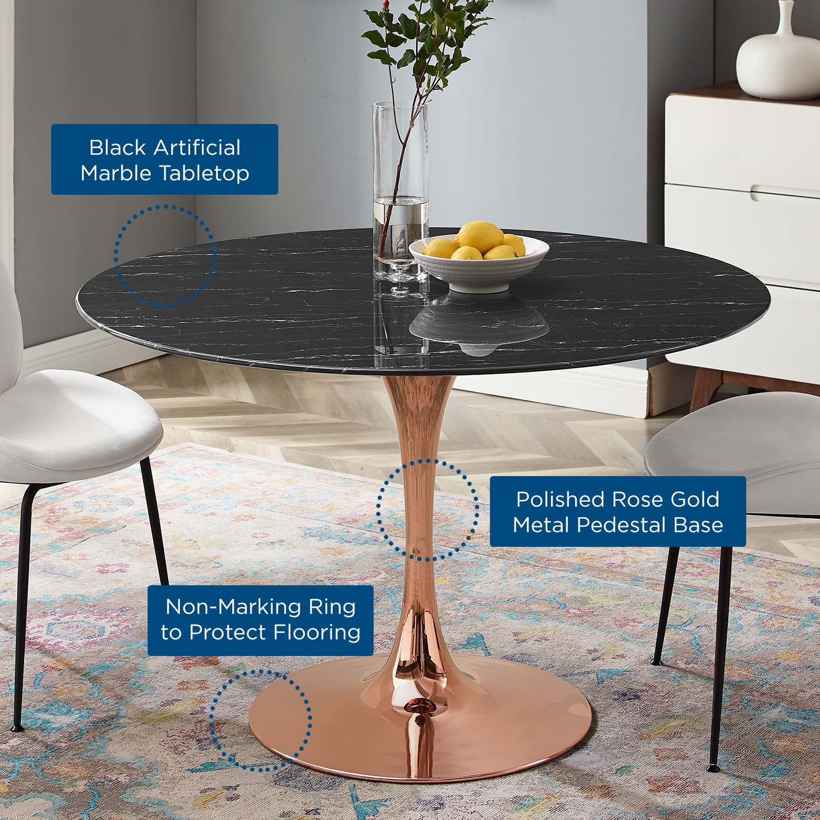 Lippa 47" Artificial Marble Dining Table By Modway - EEI-5272 - Image 5