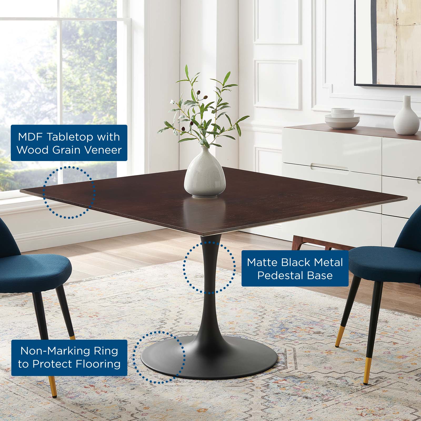 Lippa 47" Wood Square Dining Table By Modway - EEI-4875 - Image 5