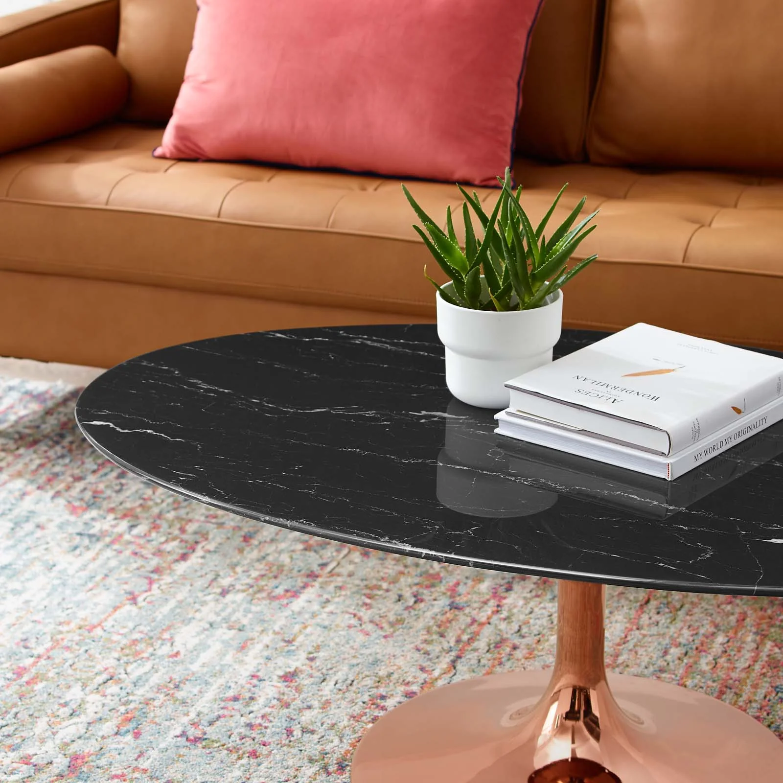 Lippa 48" Oval Artificial Marble Coffee Table By Modway - EEI-5283 - Image 6