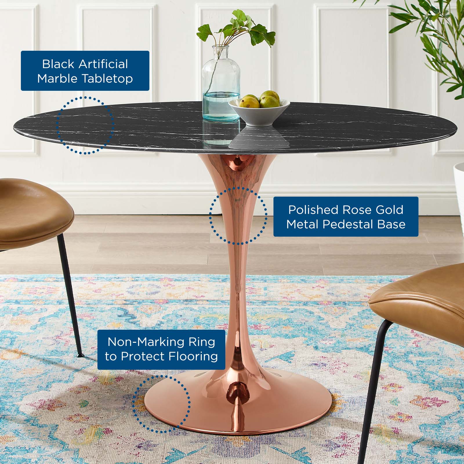 Lippa 48" Oval Artificial Marble Dining Table By Modway - EEI-5260 - Image 5