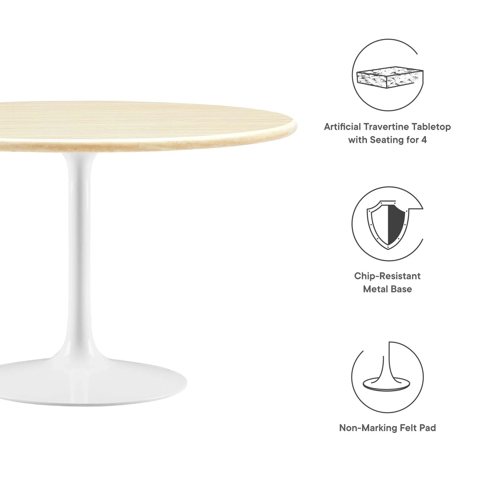 Lippa 48" Round Artificial Travertine  Dining Table By Modway - EEI-6754 - Image 5