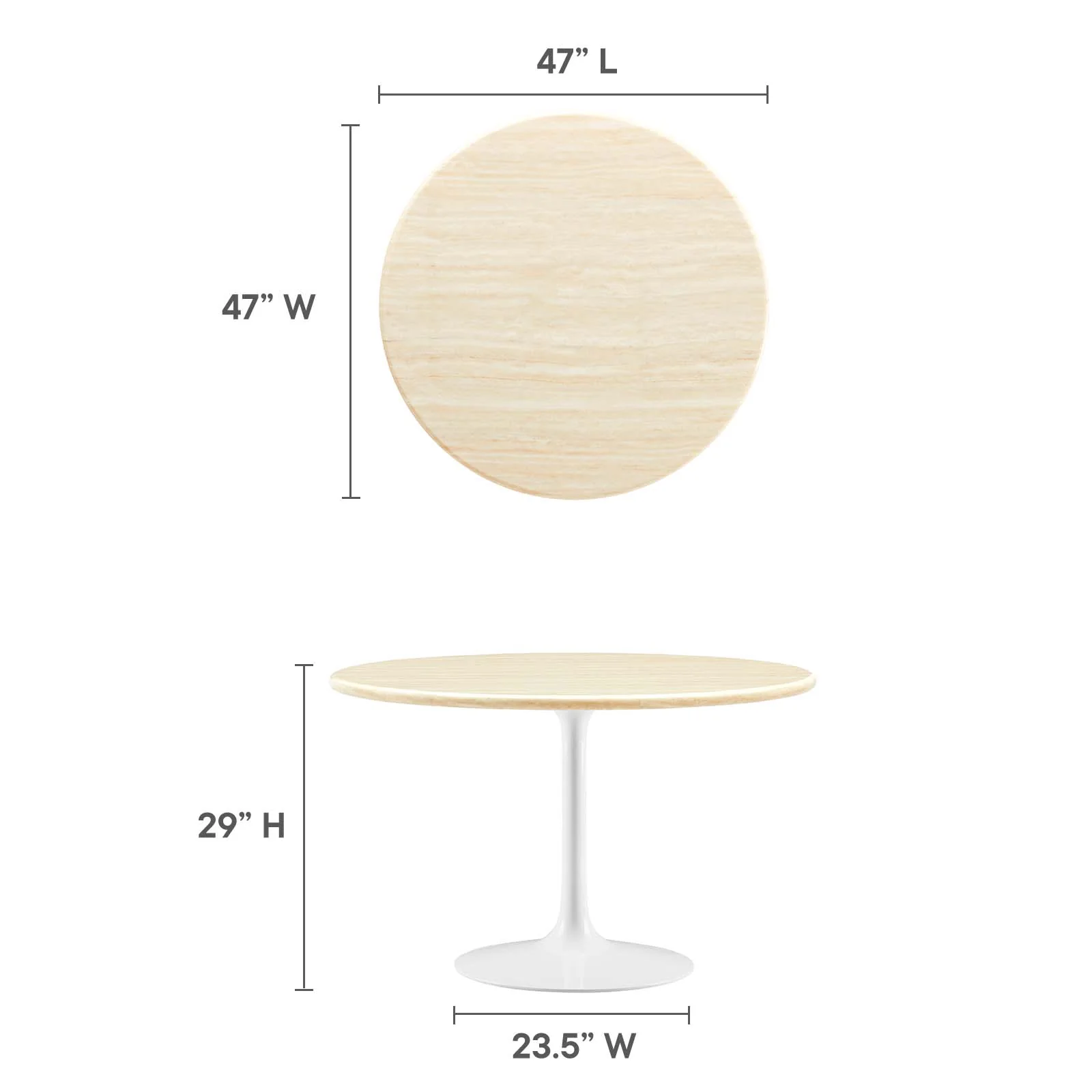 Lippa 48" Round Artificial Travertine  Dining Table By Modway - EEI-6754 - Image 6