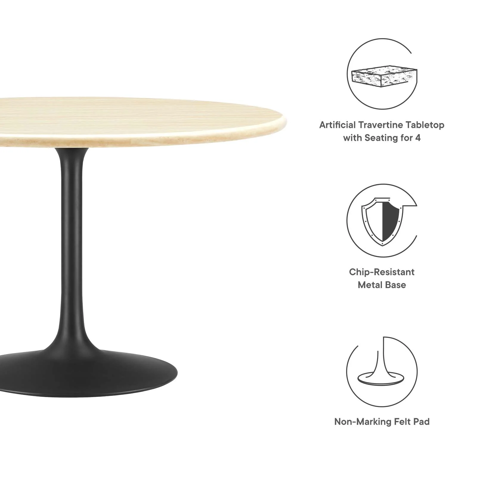Lippa 48" Round Artificial Travertine  Dining Table By Modway - EEI-6755 - Image 5