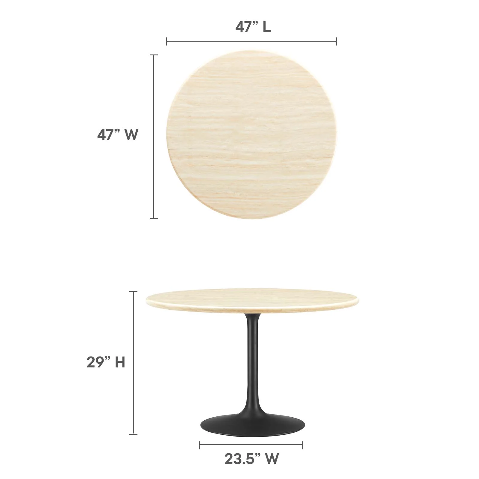 Lippa 48" Round Artificial Travertine  Dining Table By Modway - EEI-6755 - Image 6