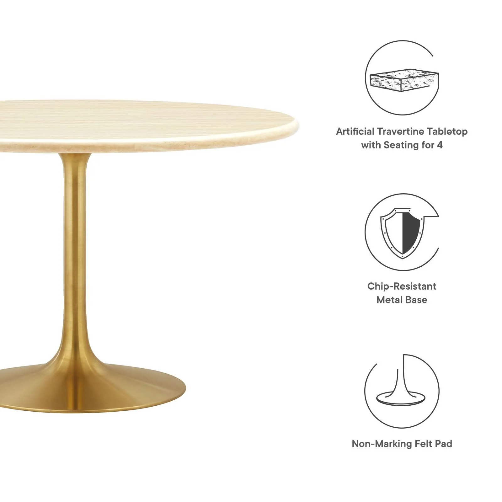Lippa 48" Round Artificial Travertine  Dining Table By Modway - EEI-6756 - Image 5