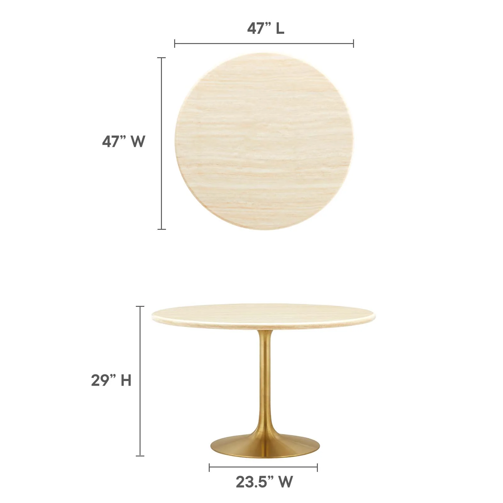 Lippa 48" Round Artificial Travertine  Dining Table By Modway - EEI-6756 - Image 6