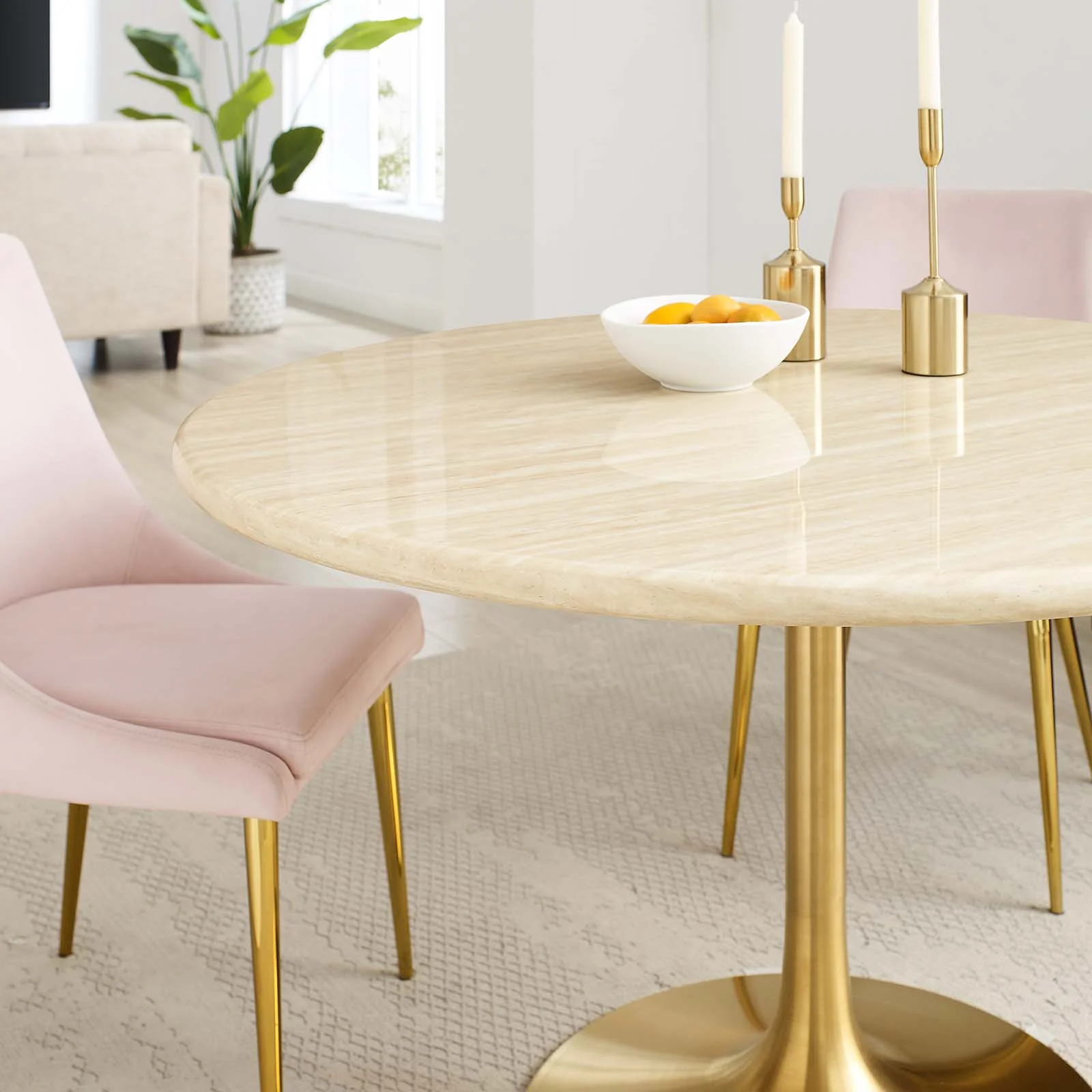 Lippa 48" Round Artificial Travertine  Dining Table By Modway - EEI-6756 - Image 8