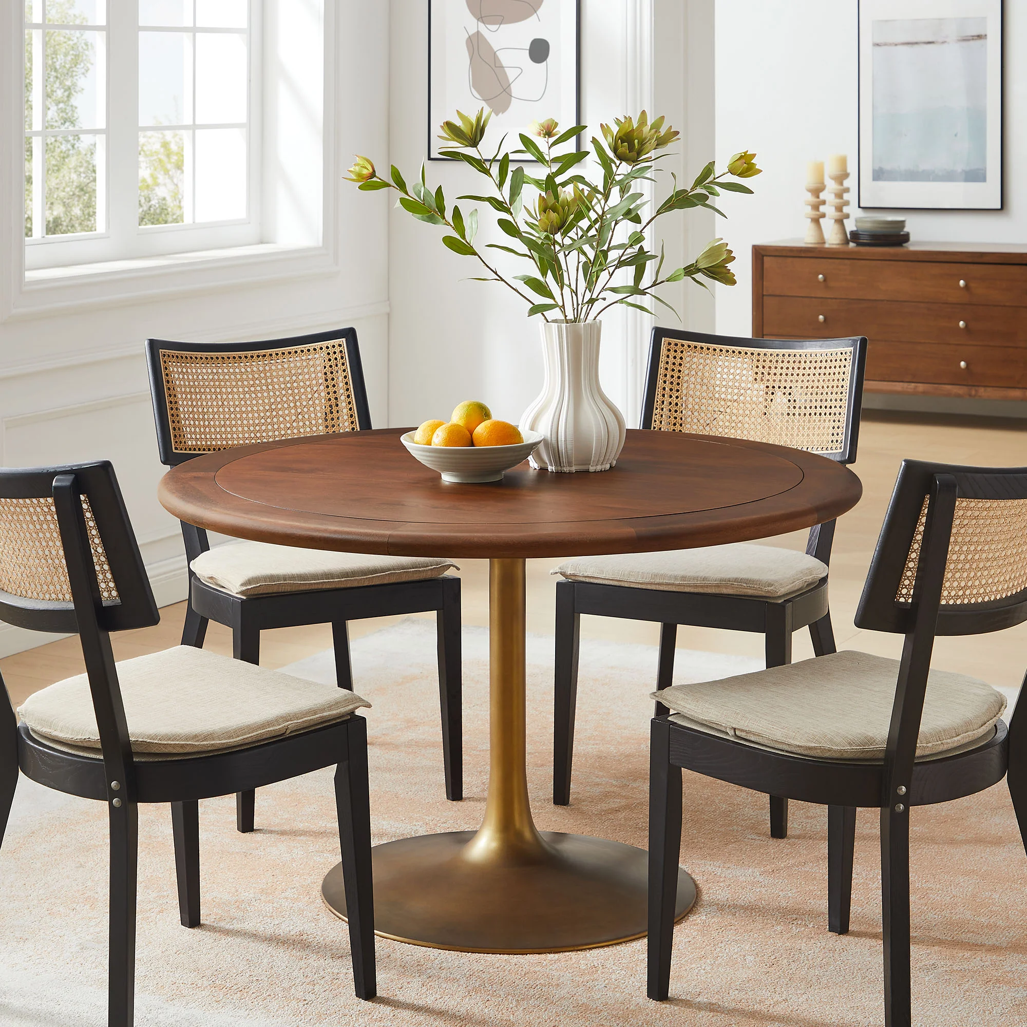Lippa 48" Round Pedestal Solid Wood Dining Table by Modway - Image 12