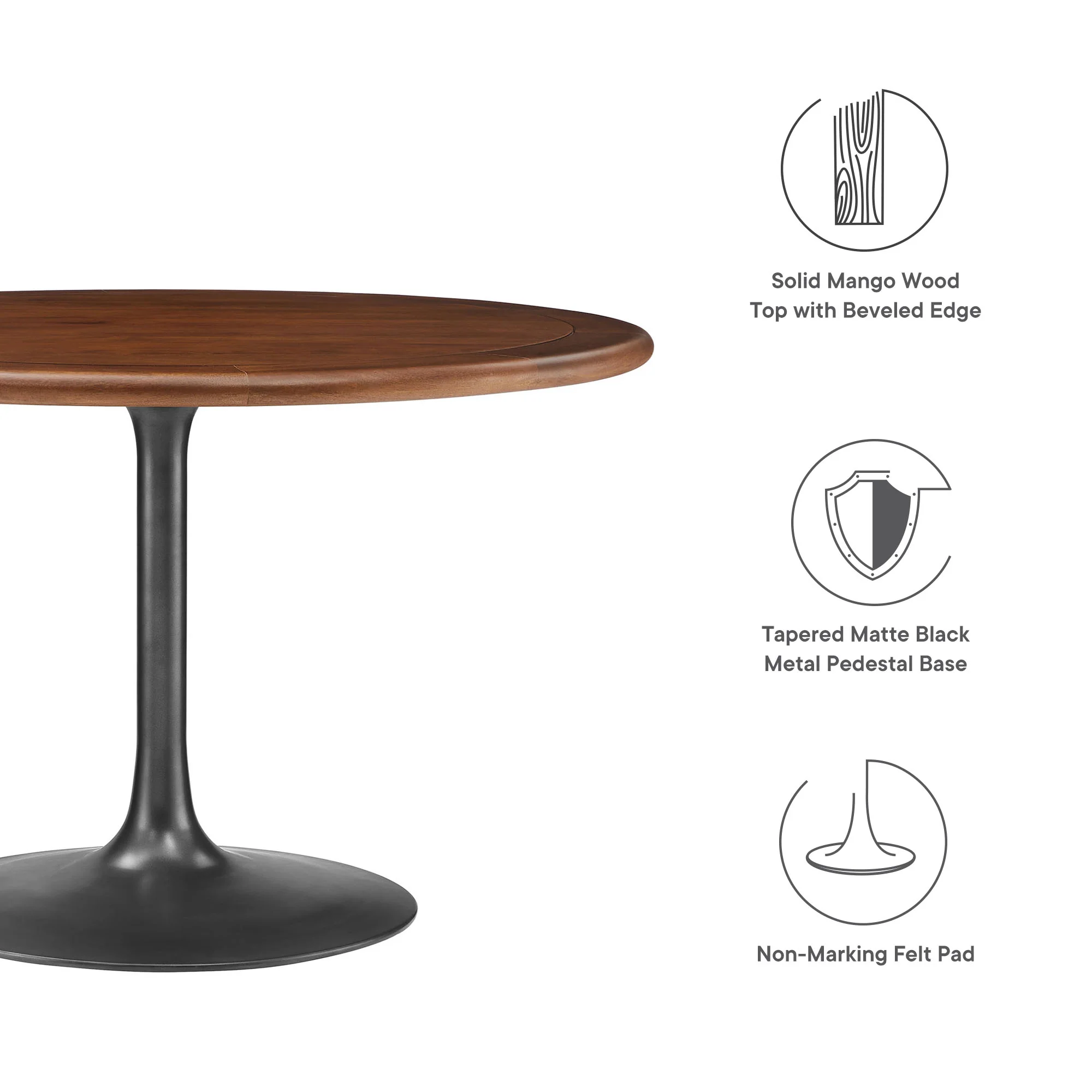 Lippa 48" Round Pedestal Solid Wood Dining Table by Modway - Image 6