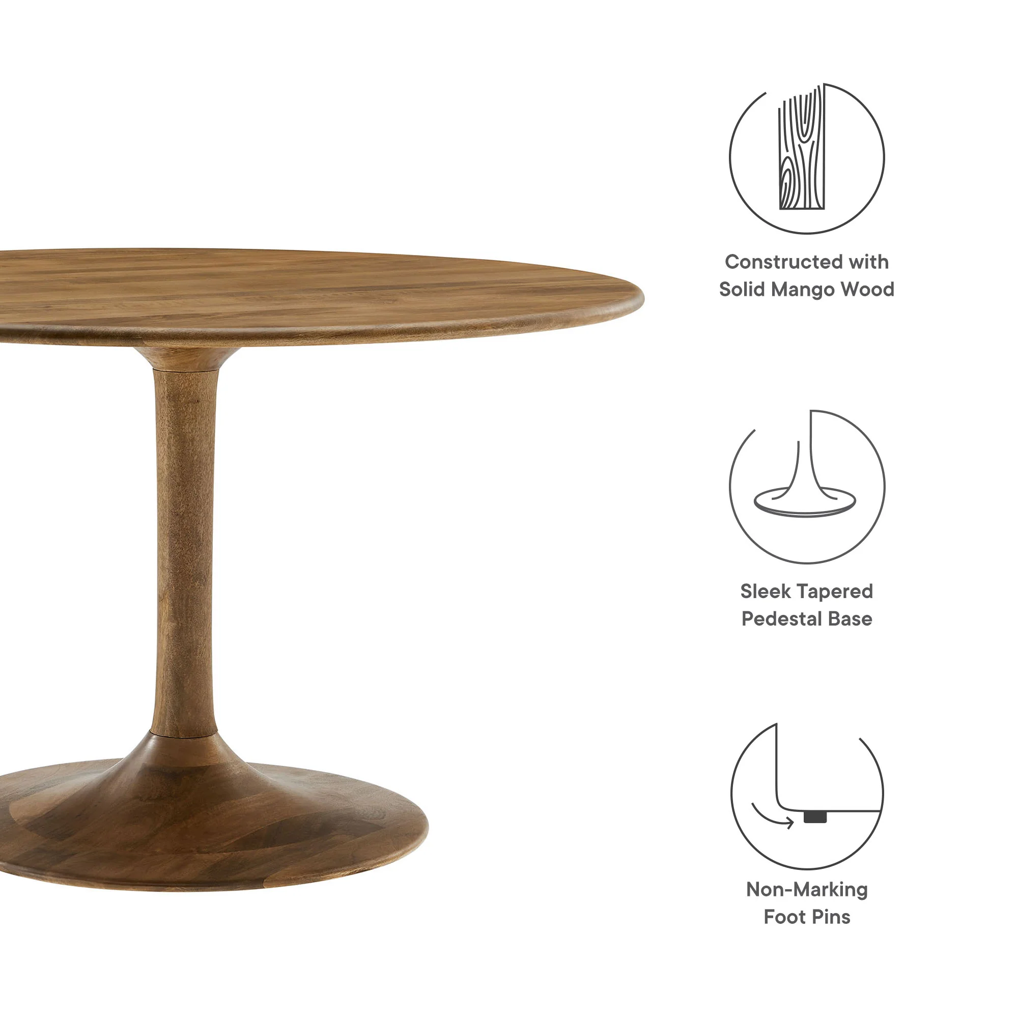 Lippa 48" Round Solid Wood Dining Table by Modway - Image 15