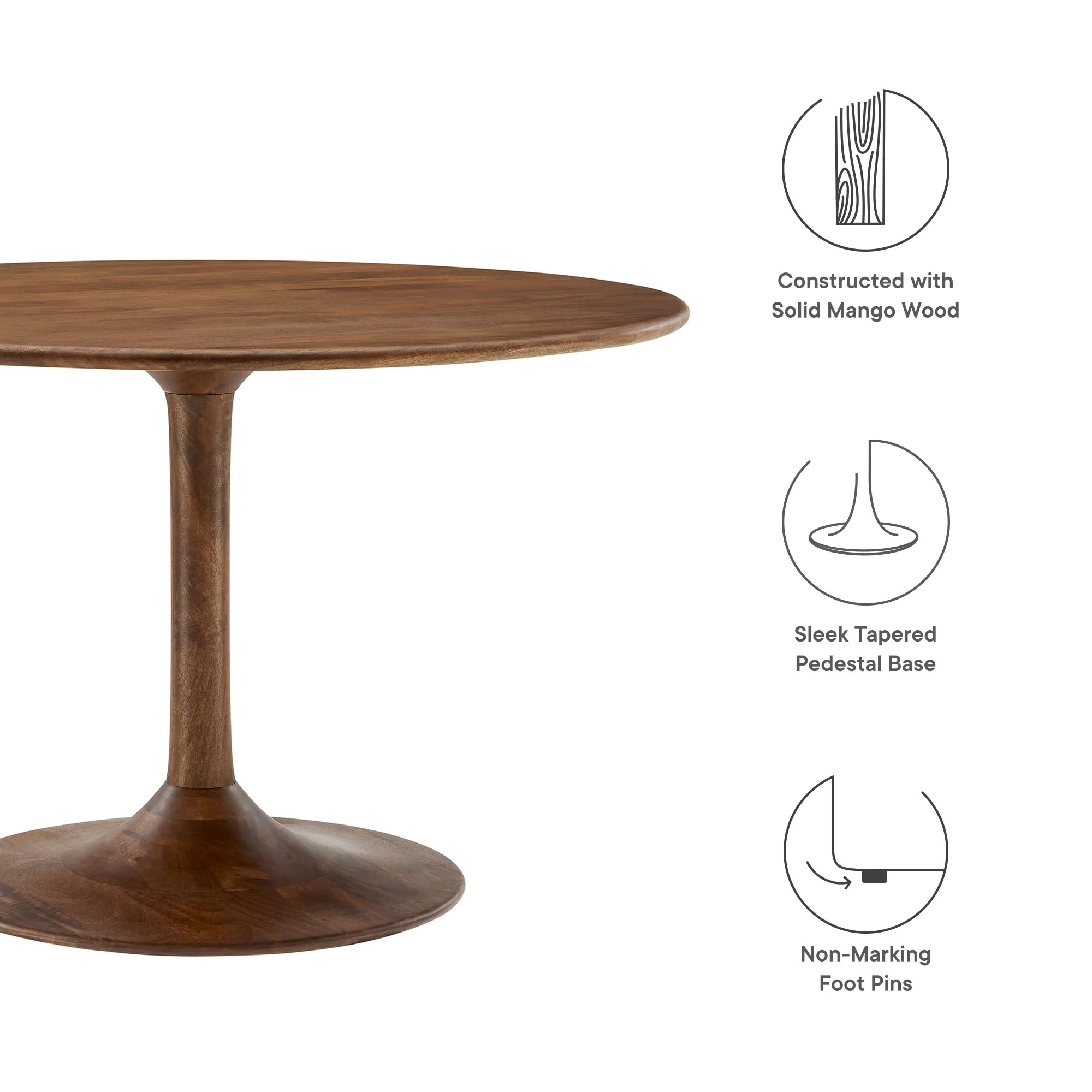 Lippa 48" Round Solid Wood Dining Table by Modway - Image 23
