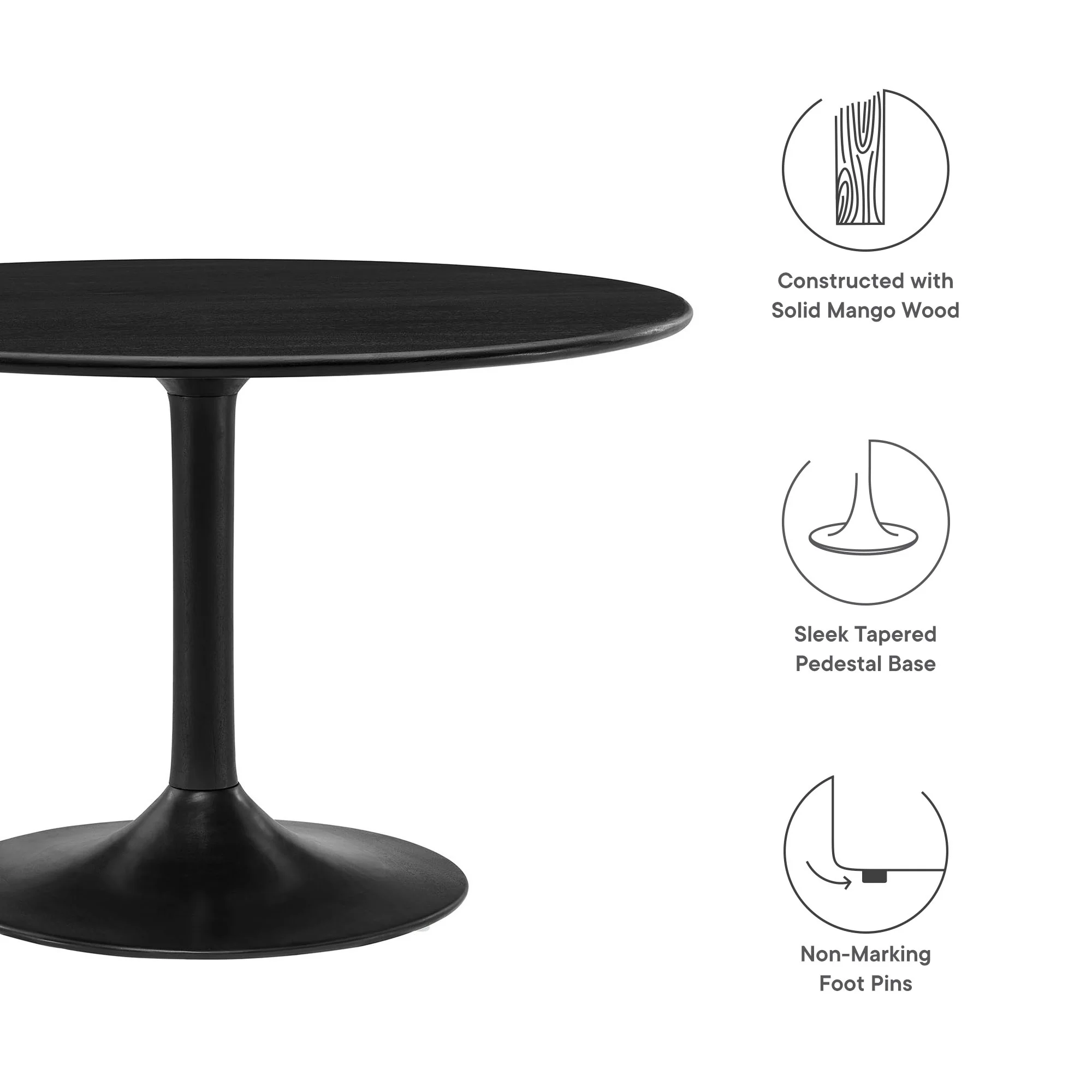 Lippa 48" Round Solid Wood Dining Table by Modway - Image 7