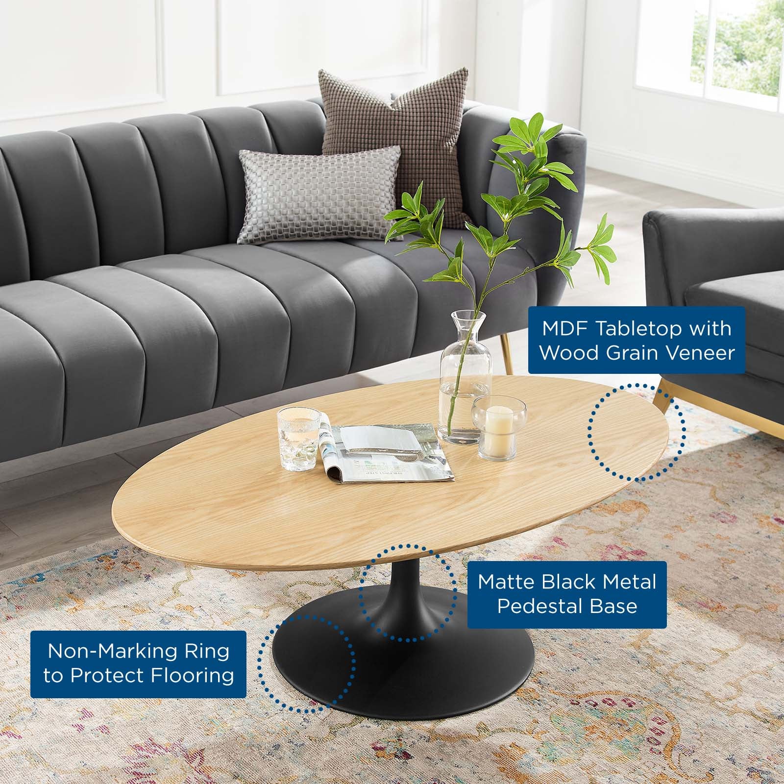 Lippa 48" Wood Oval Coffee Table By Modway - EEI-4883 - Image 5