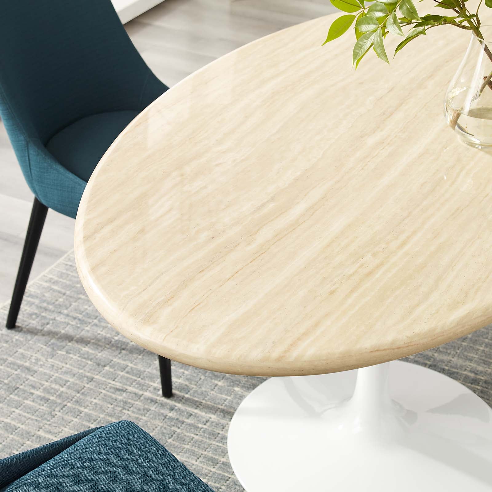 Lippa 60” Oval Artificial Travertine  Dining Table By Modway - EEI-6757 - Image 5