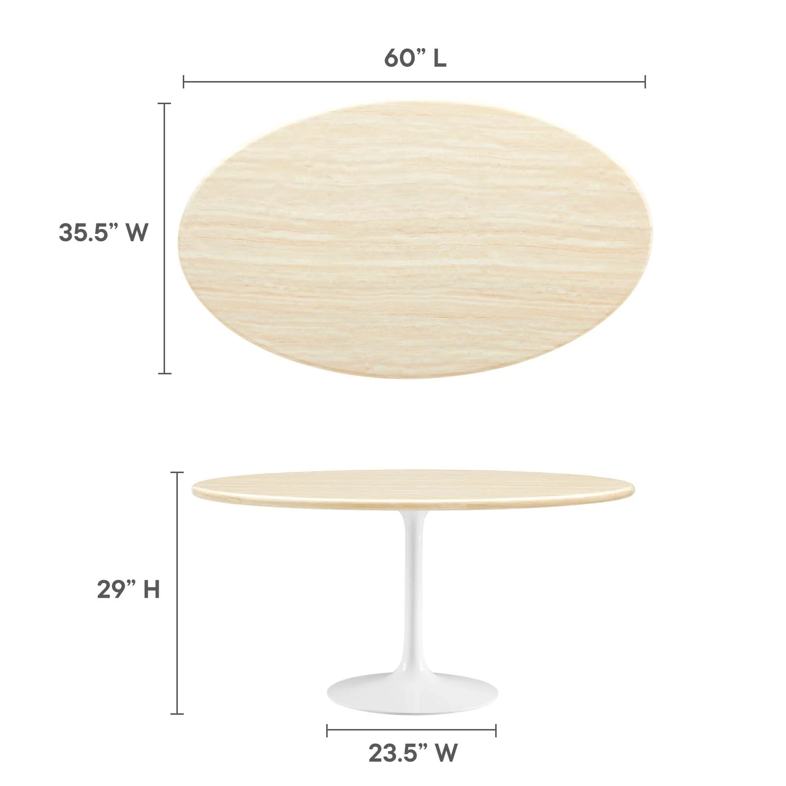 Lippa 60” Oval Artificial Travertine  Dining Table By Modway - EEI-6757 - Image 6
