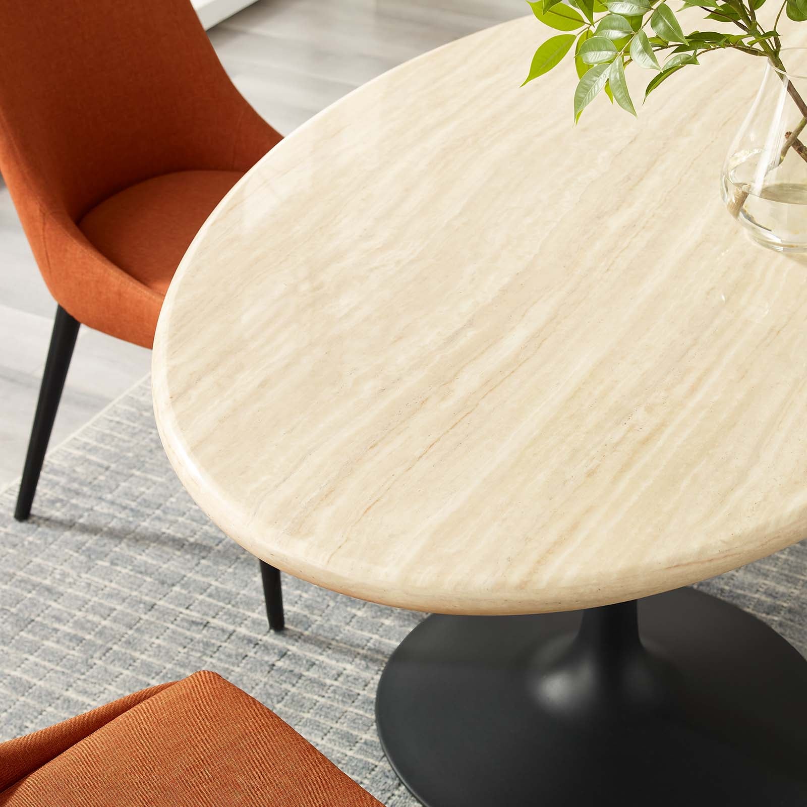 Lippa 60” Oval Artificial Travertine  Dining Table By Modway - EEI-6758 - Image 5
