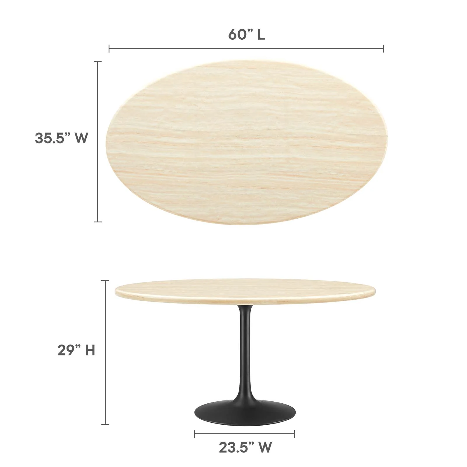 Lippa 60” Oval Artificial Travertine  Dining Table By Modway - EEI-6758 - Image 6