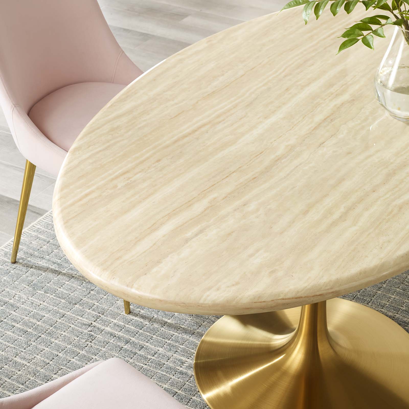 Lippa 60” Oval Artificial Travertine  Dining Table By Modway - EEI-6759 - Image 5