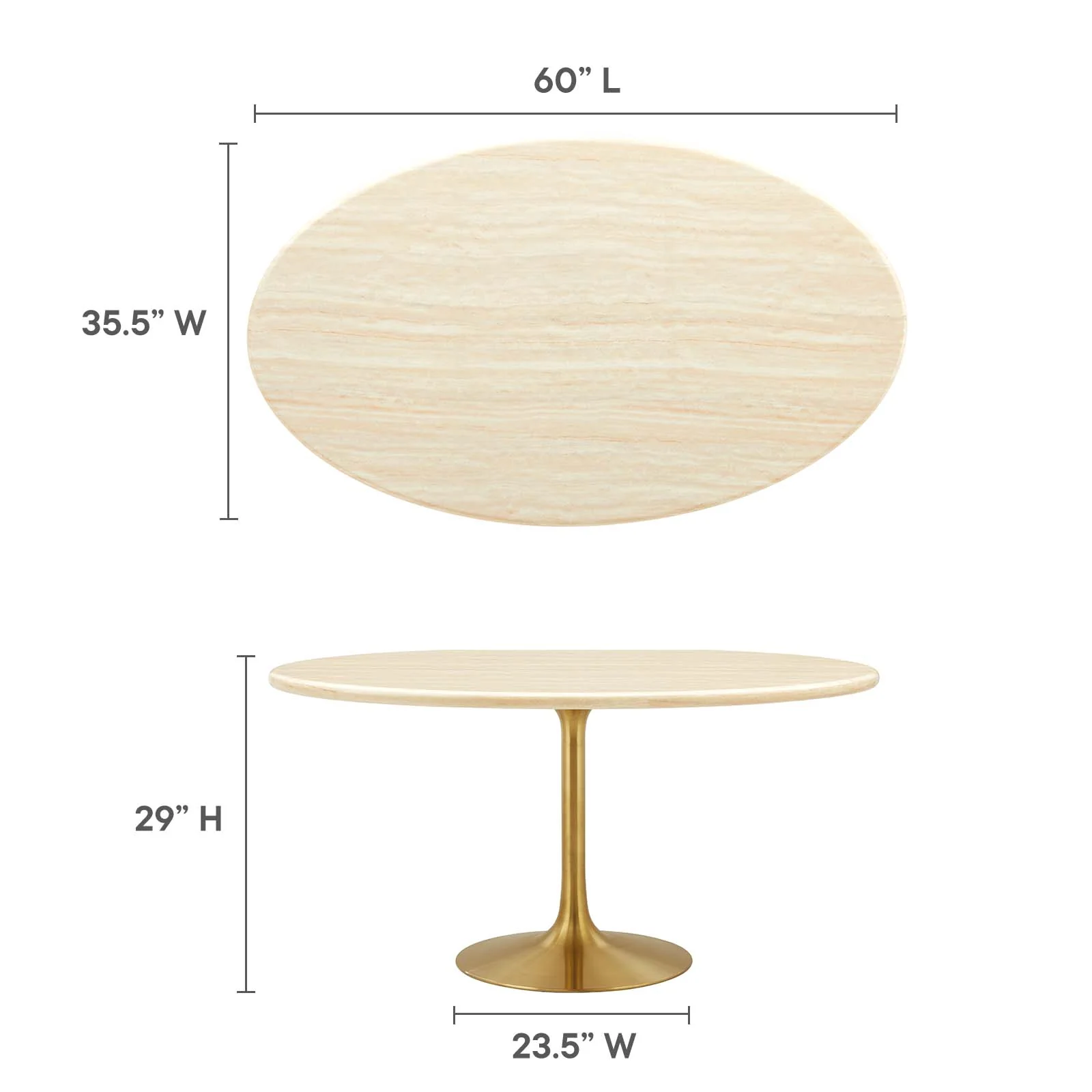 Lippa 60” Oval Artificial Travertine  Dining Table By Modway - EEI-6759 - Image 6