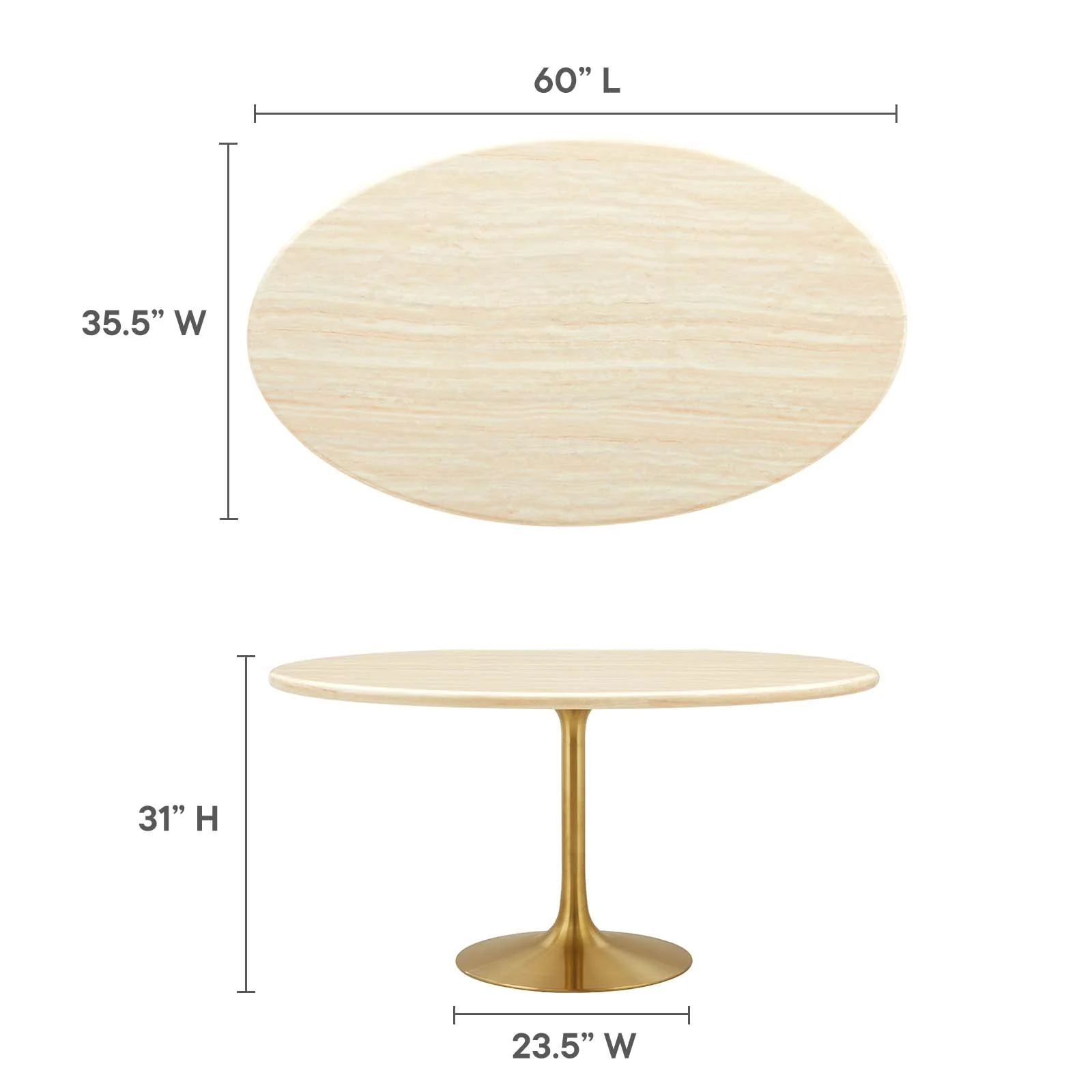 Lippa 60” Oval Artificial Travertine  Dining Table By Modway - EEI-6759 - Image 7