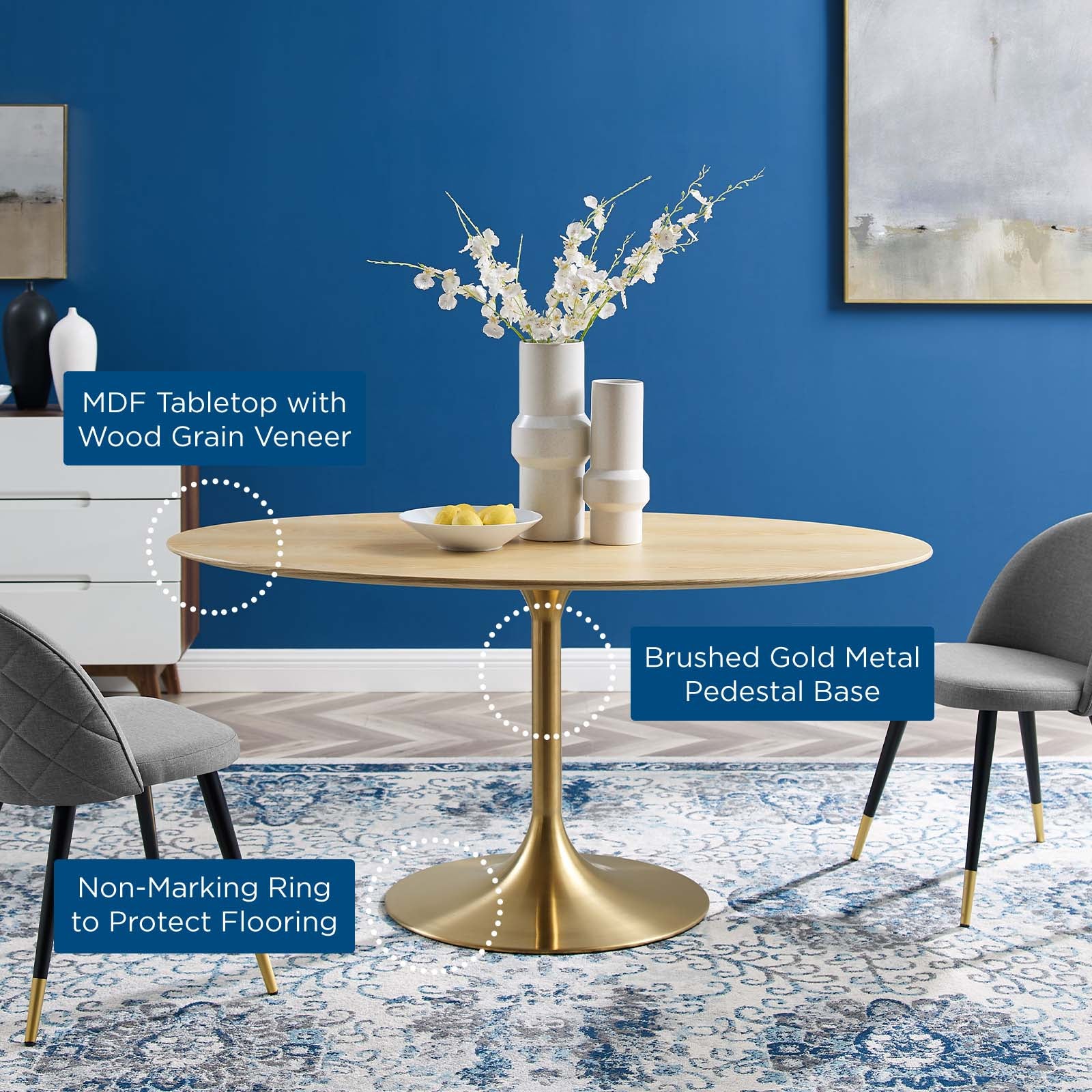 Lippa 60" Oval Wood Dining Table By Modway - EEI-5525 - Image 5
