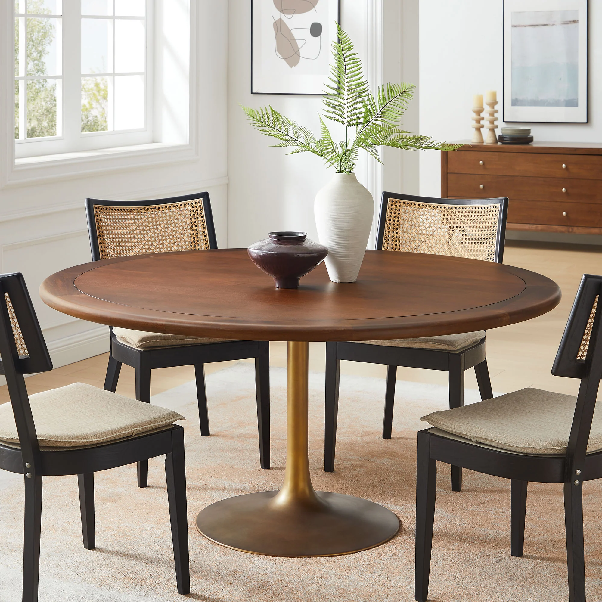 Lippa 60" Round Pedestal Solid Wood Dining Table by Modway - Image 12