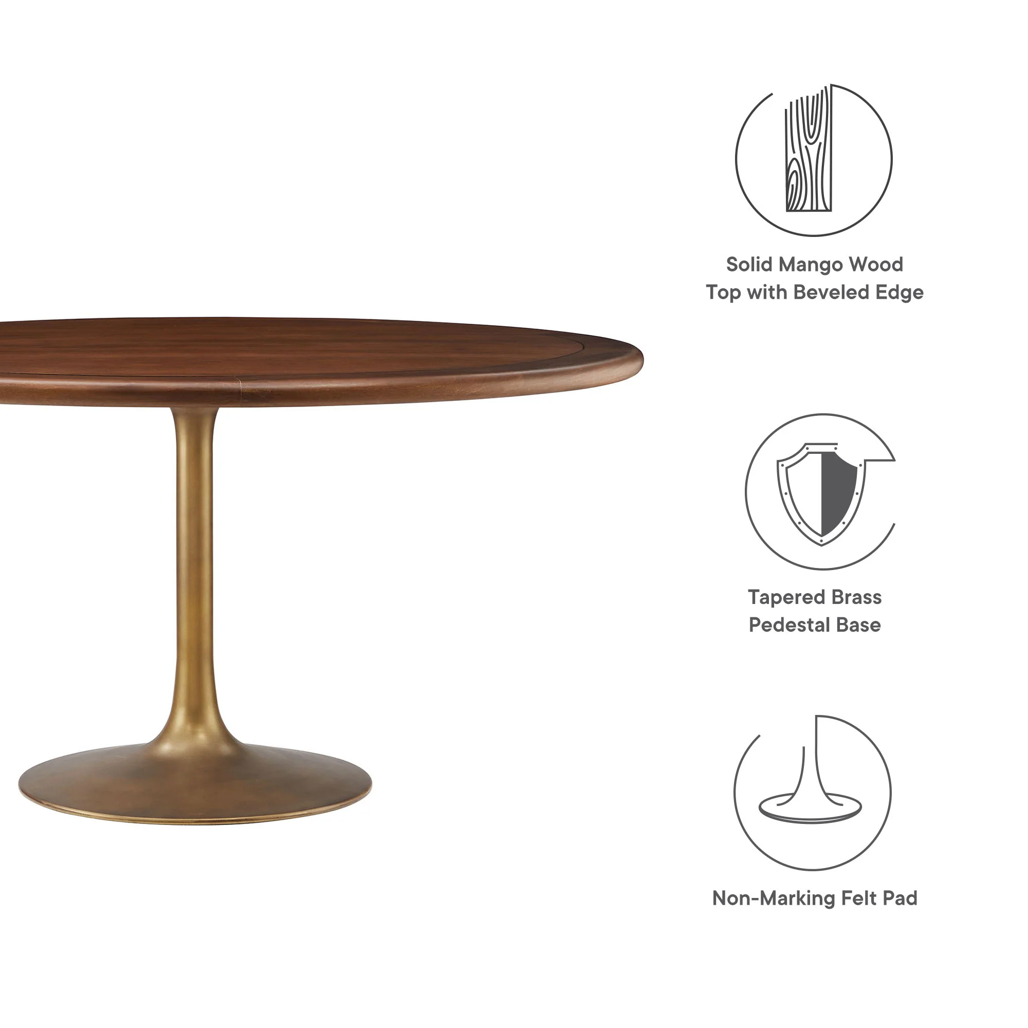 Lippa 60" Round Pedestal Solid Wood Dining Table by Modway - Image 13