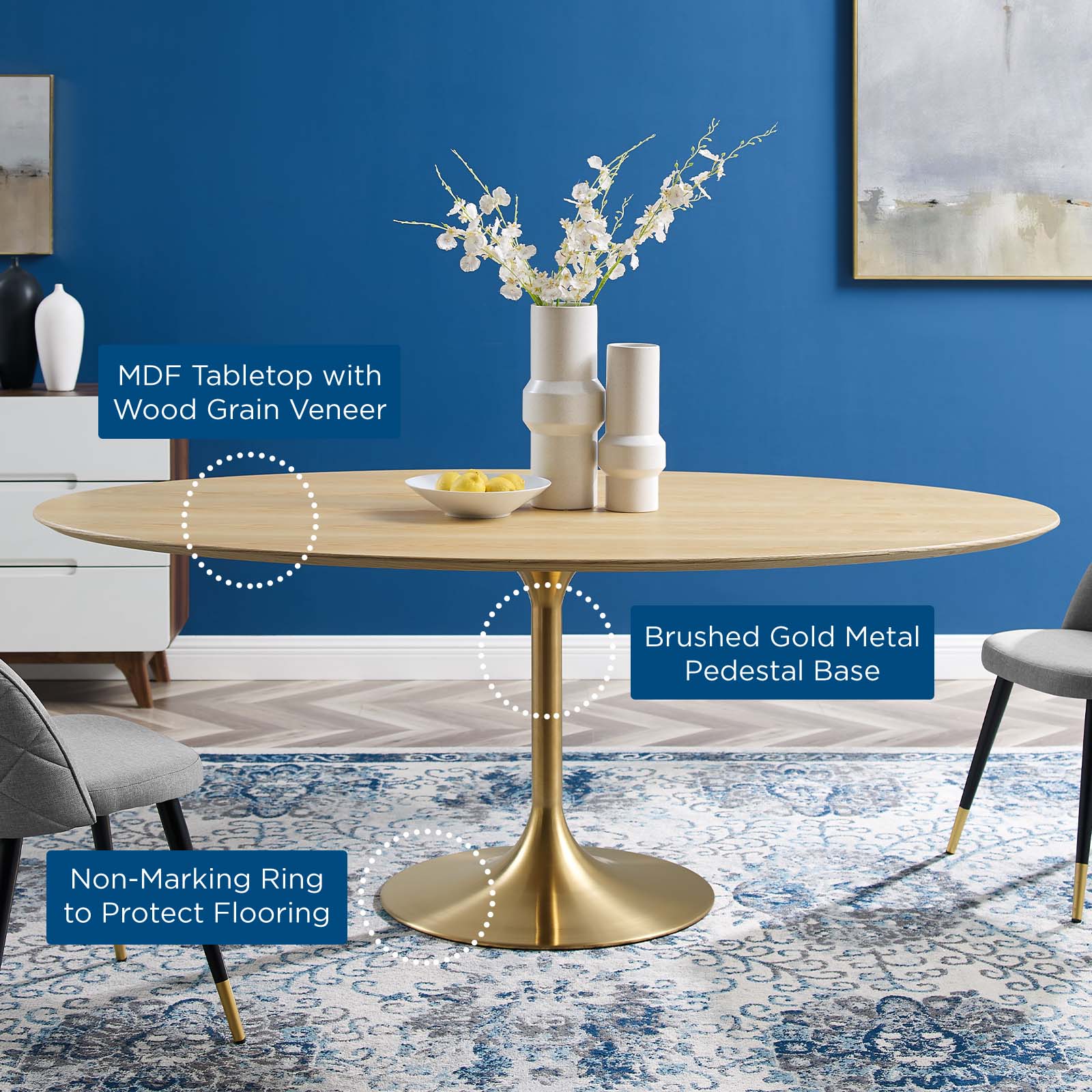 Lippa 78" Oval Wood Dining Table By Modway - EEI-5527 - Image 5