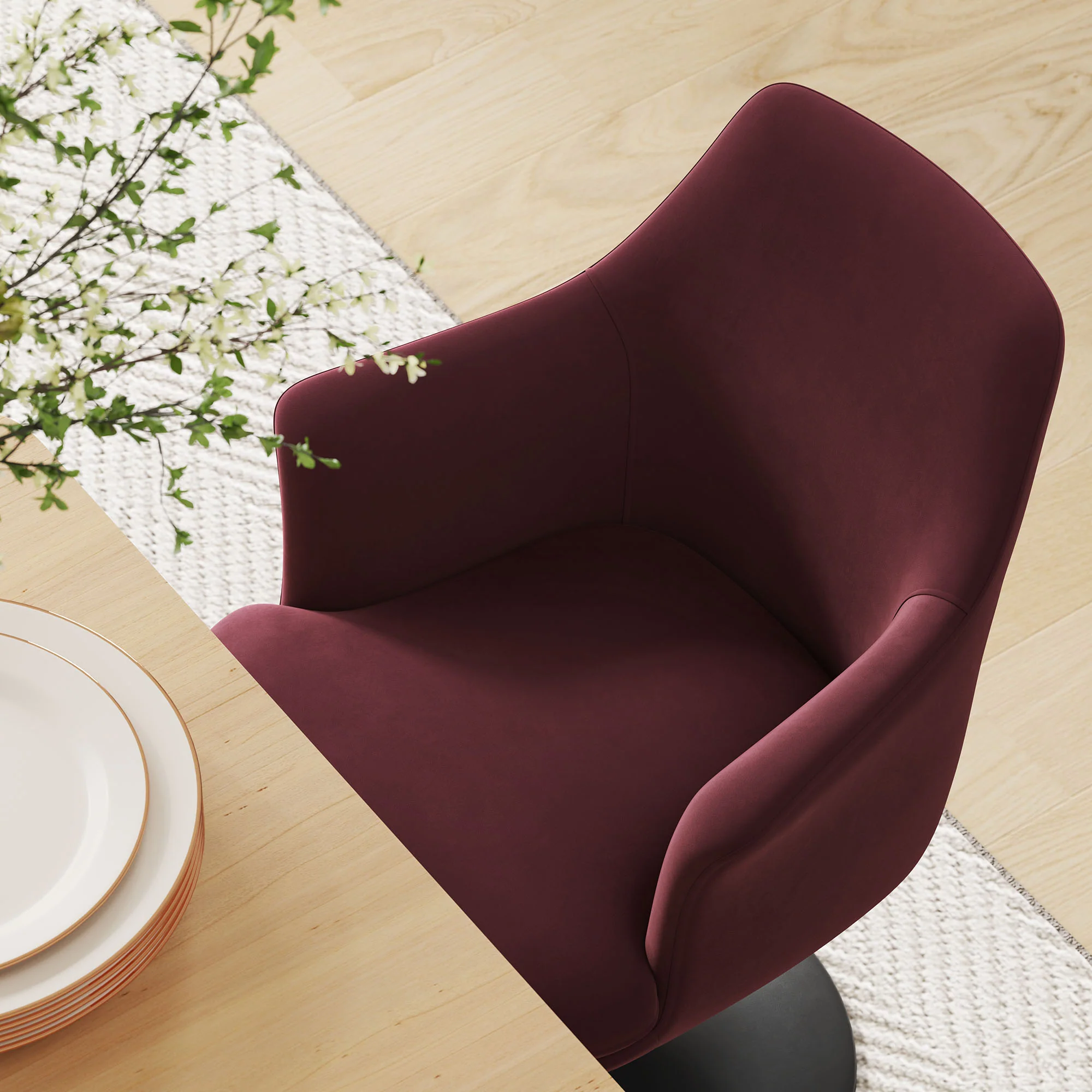 Lippa Swivel Dining Performance Velvet Armchair by Modway - Image 17