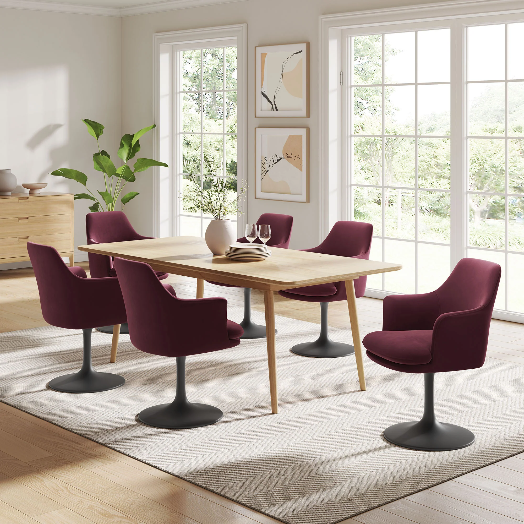 Lippa Swivel Dining Performance Velvet Armchair by Modway - Image 18